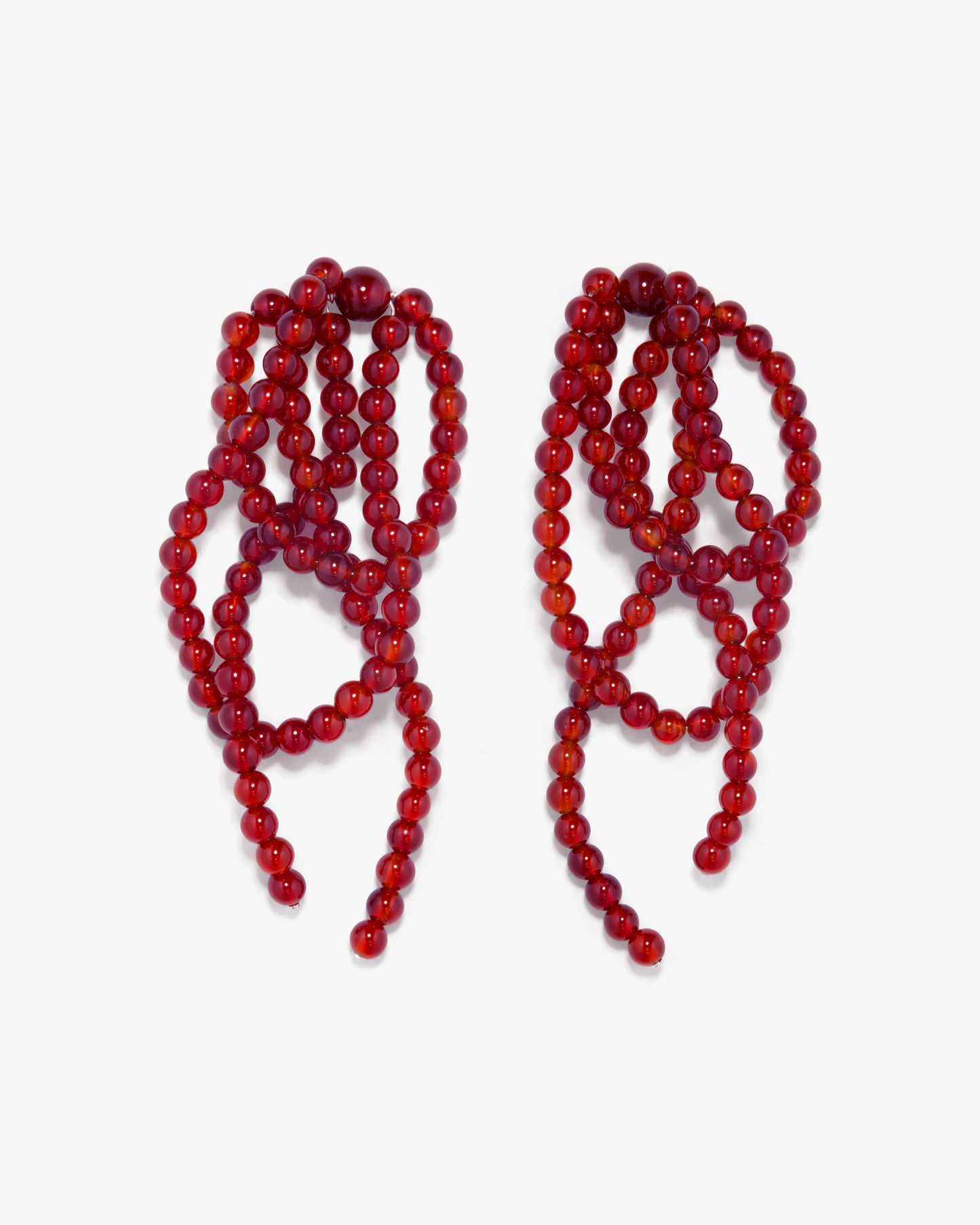 Completed Works – Red Resin Thread Earrings
