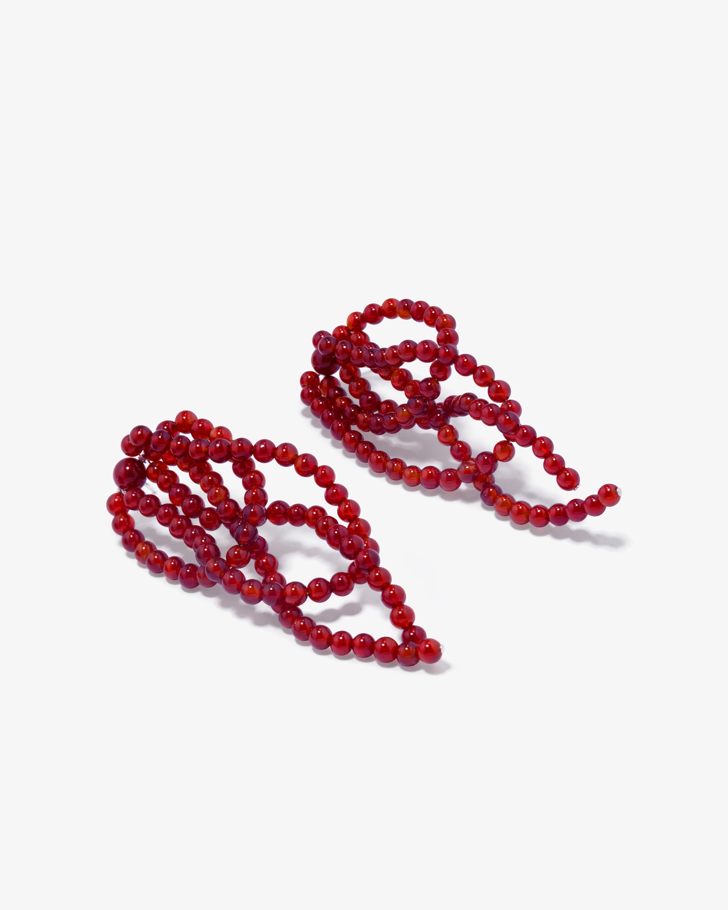 Completed Works – Red Resin Thread Earrings