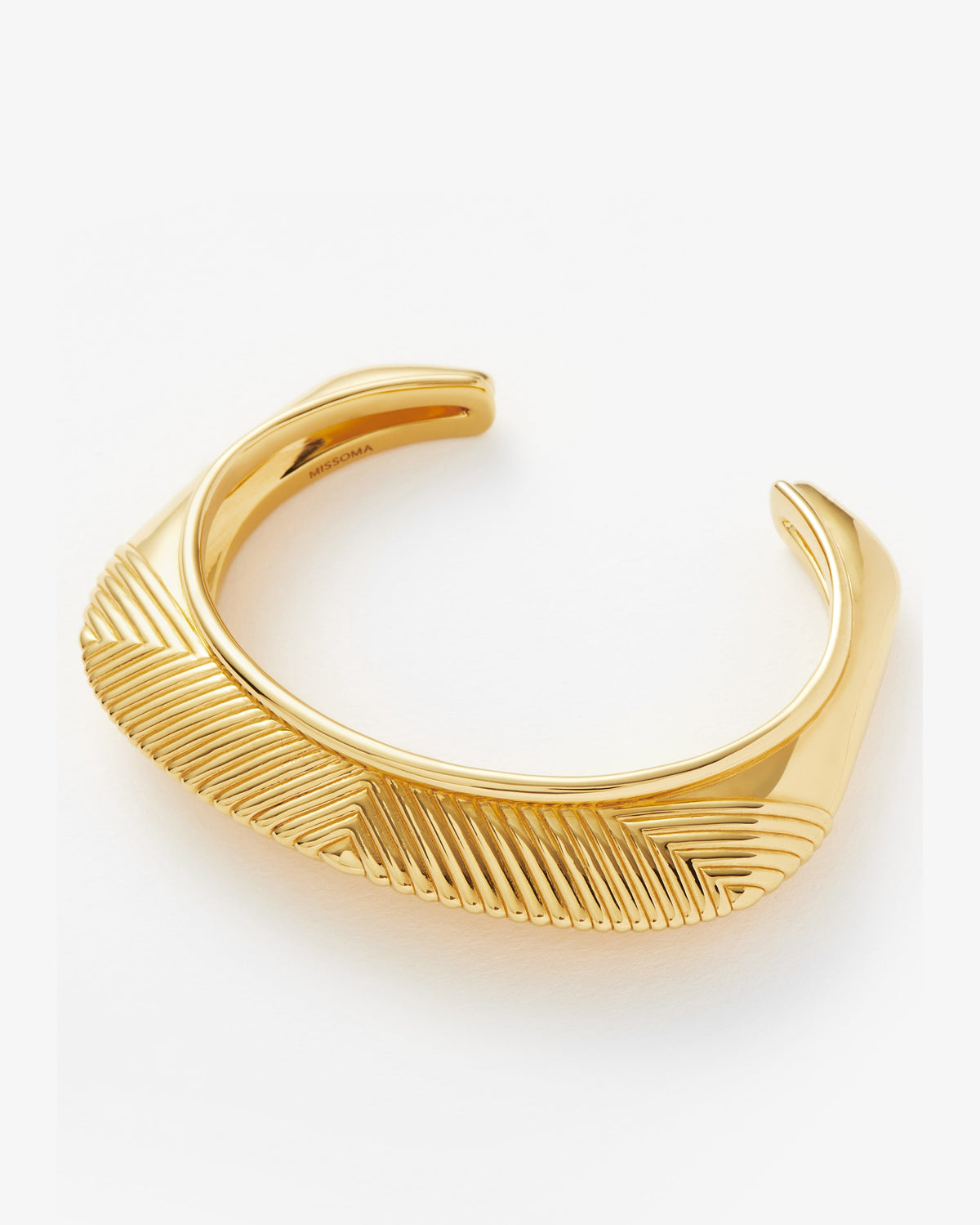 Missoma Hera Dome Ridge Statement Cuff Bracelet in gold-plated brass, view 2