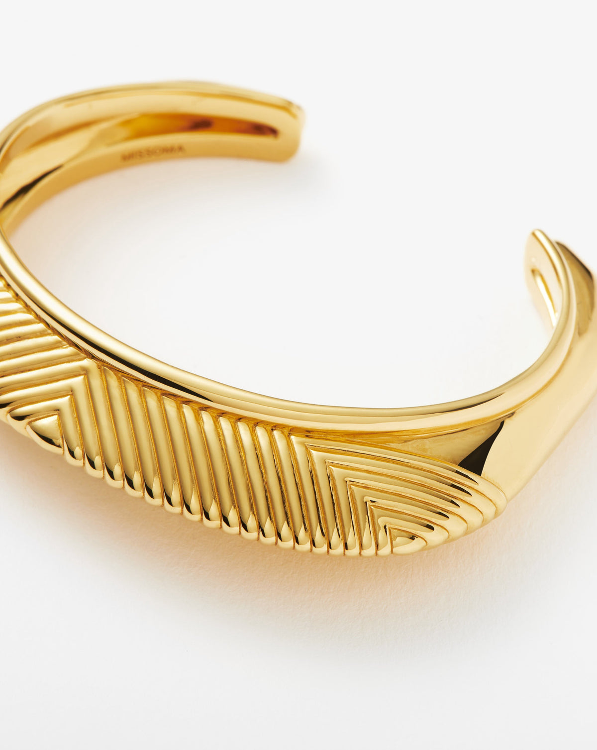 Missoma Hera Dome Ridge Statement Cuff Bracelet in gold-plated brass, view 3