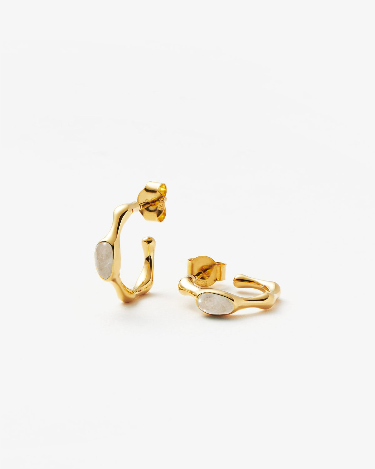 Missoma Magma Rainbow Moonstone Large Hoop Earrings in gold-plated brass