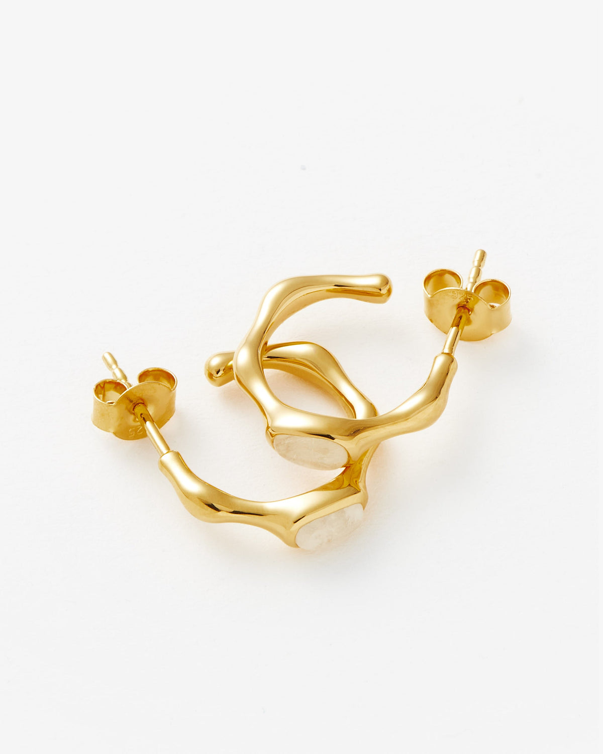Missoma Magma Rainbow Moonstone Large Hoop Earrings in gold-plated brass, view 2