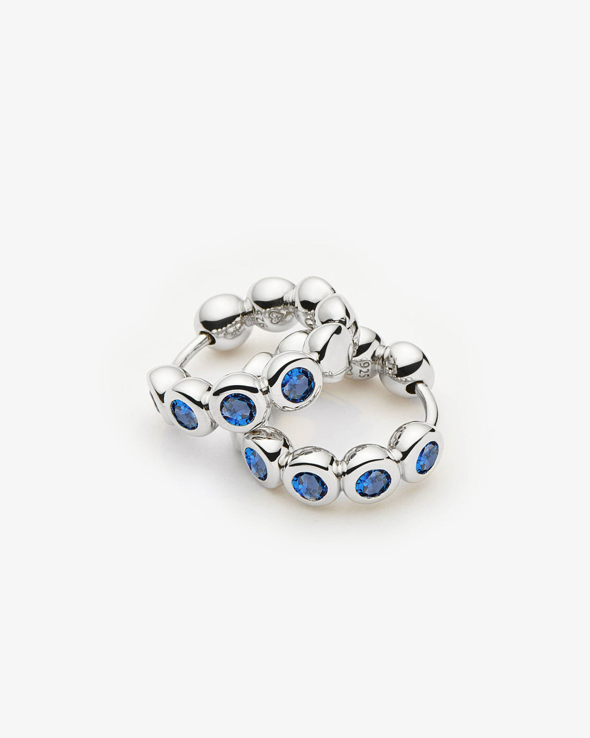 Missoma Tennis Small Hoop Earrings in silver-plated brass, view 2