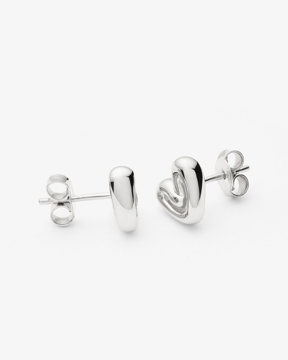 Missoma Puffy Heart Mini Stud Earrings in sterling silver, view 2