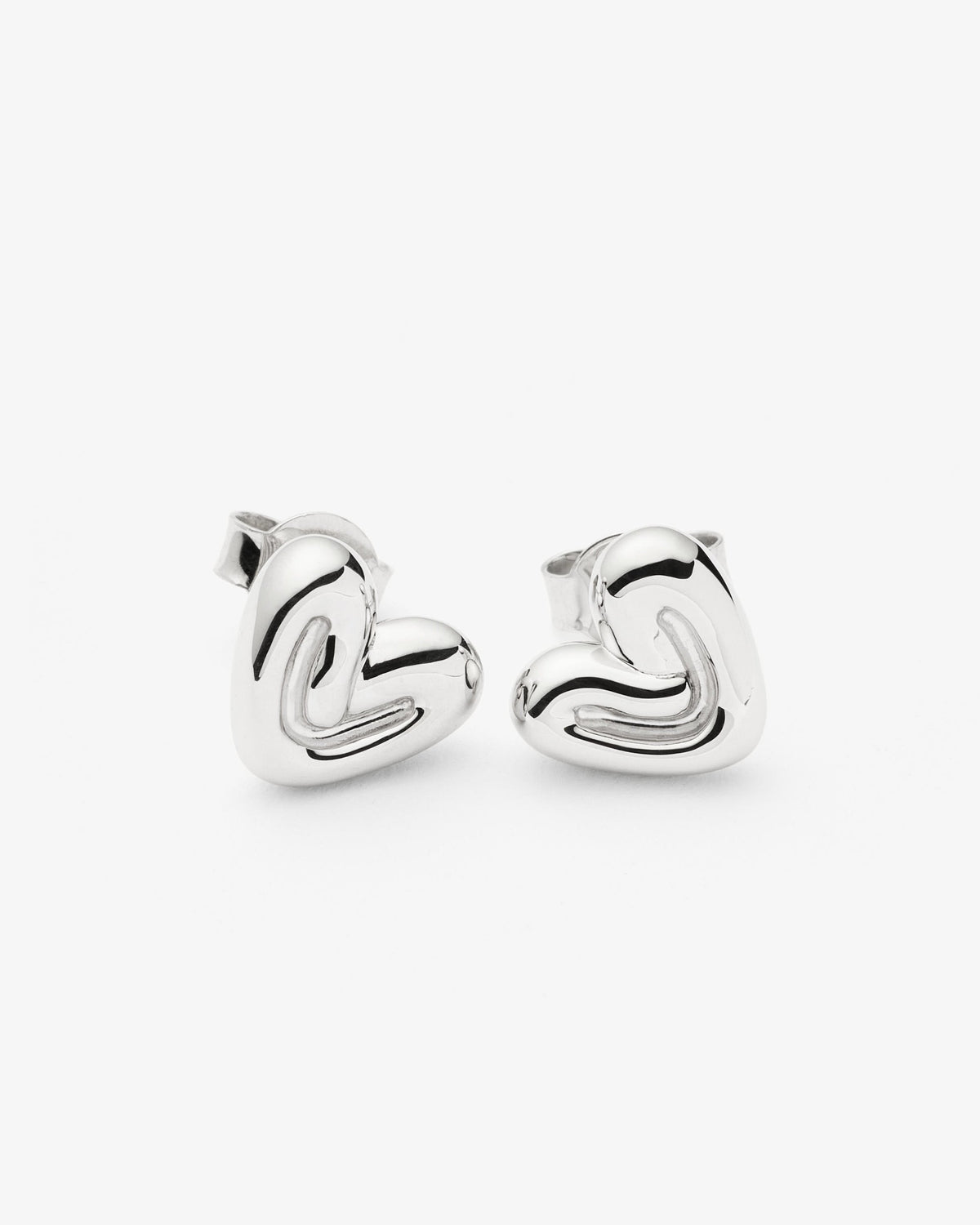 Missoma Puffy Heart Mini Stud Earrings in sterling silver, view 3