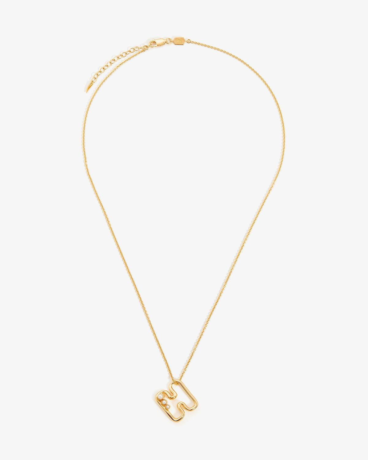 Missoma Chubby Pearl Initial Pendant Necklace in gold vermeil, letter H, view 2