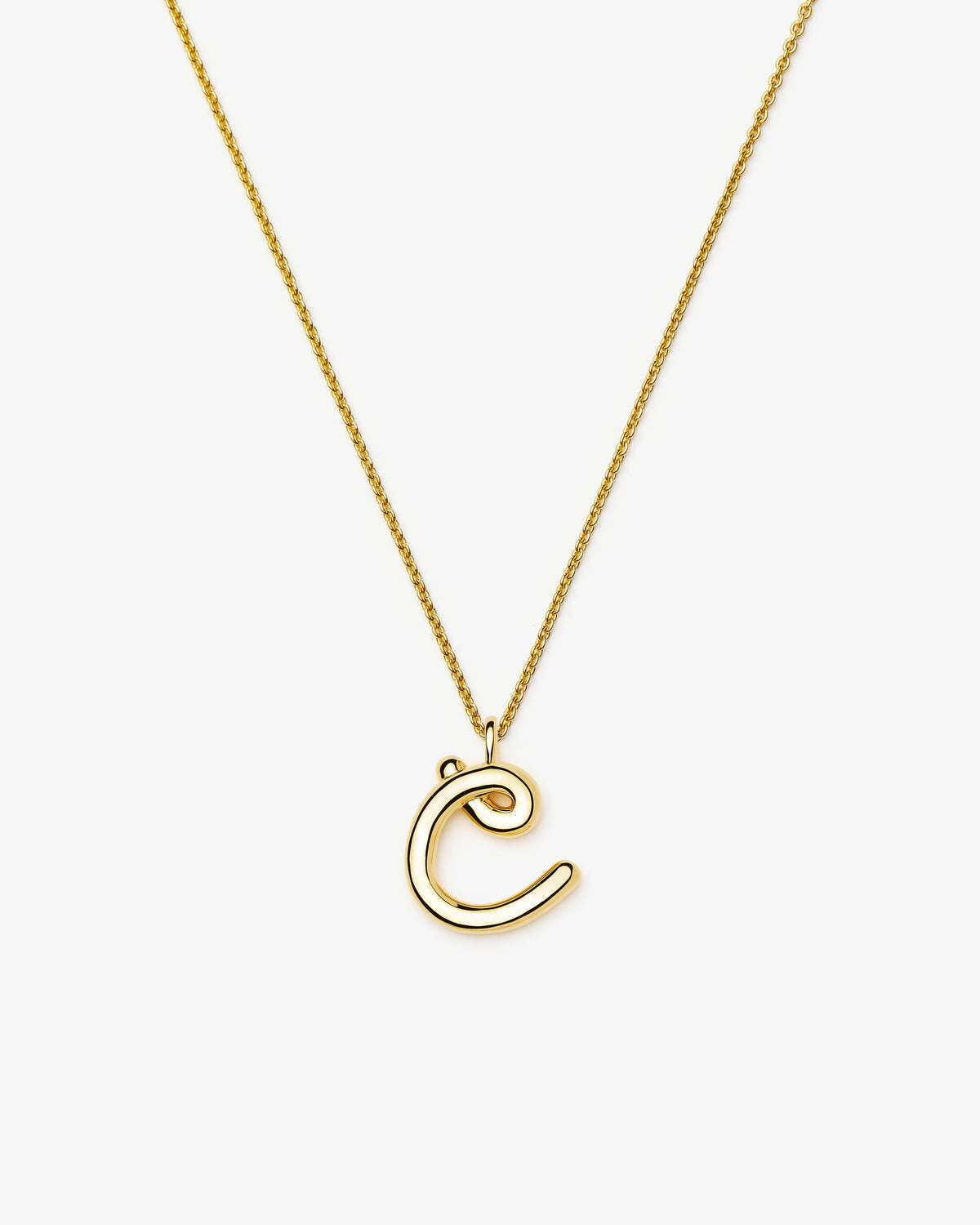 Missoma Curly Molten Initial Pendant Necklace in gold-tone plated metal, letter C