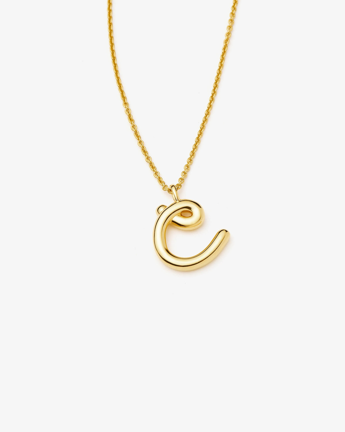 Missoma Curly Molten Initial Pendant Necklace in gold-tone plated metal, letter C, view 3
