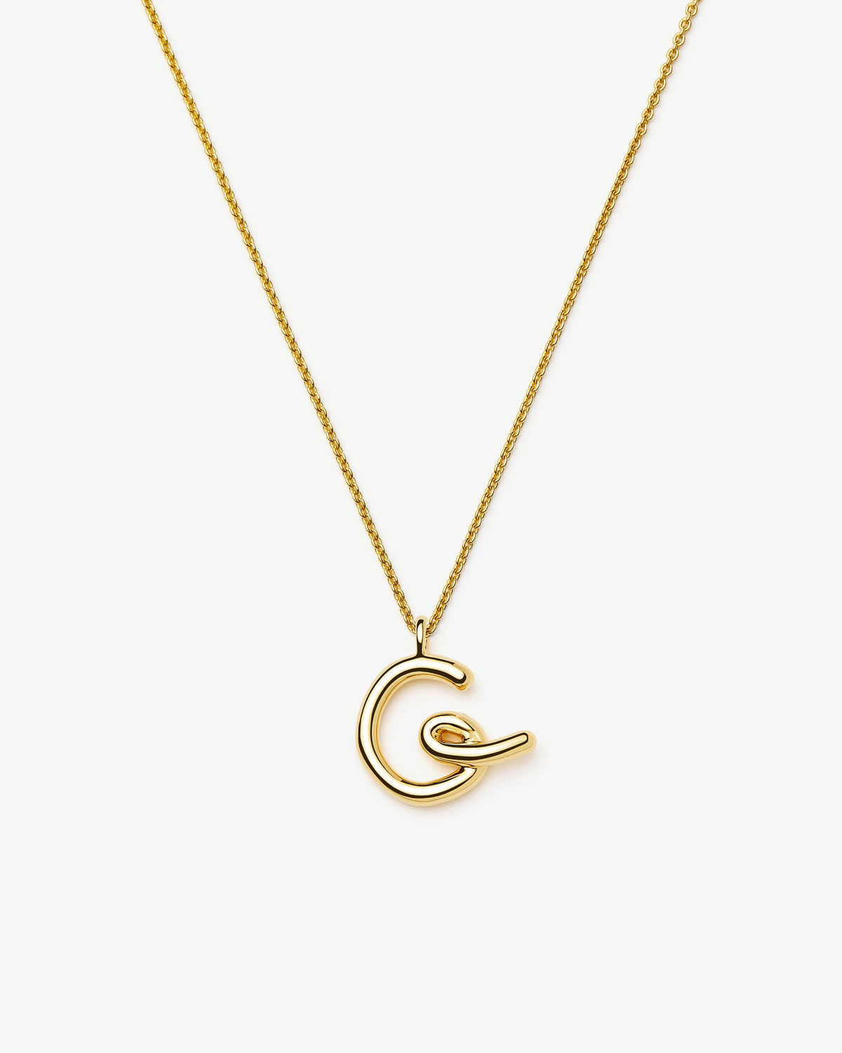 Missoma Curly Molten Initial Pendant Necklace in gold-tone plated metal, letter G, view 6