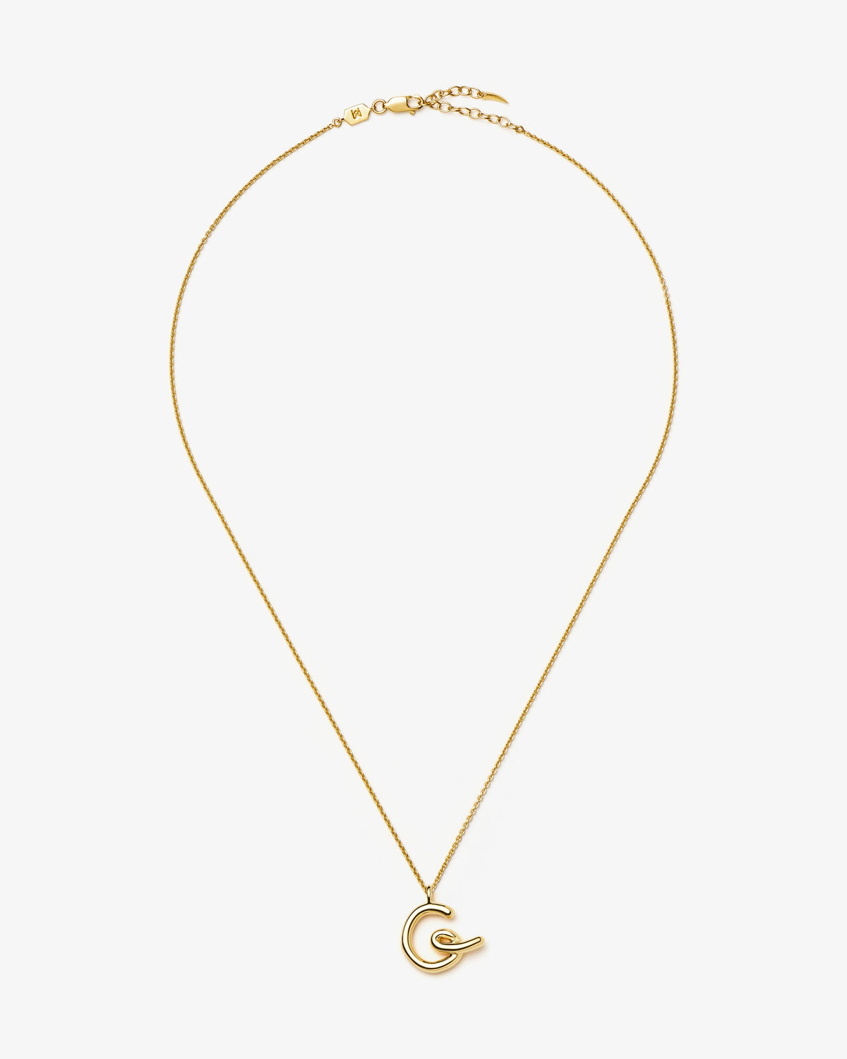 Missoma Curly Molten Initial Pendant Necklace in gold-tone plated metal, letter G, view 7
