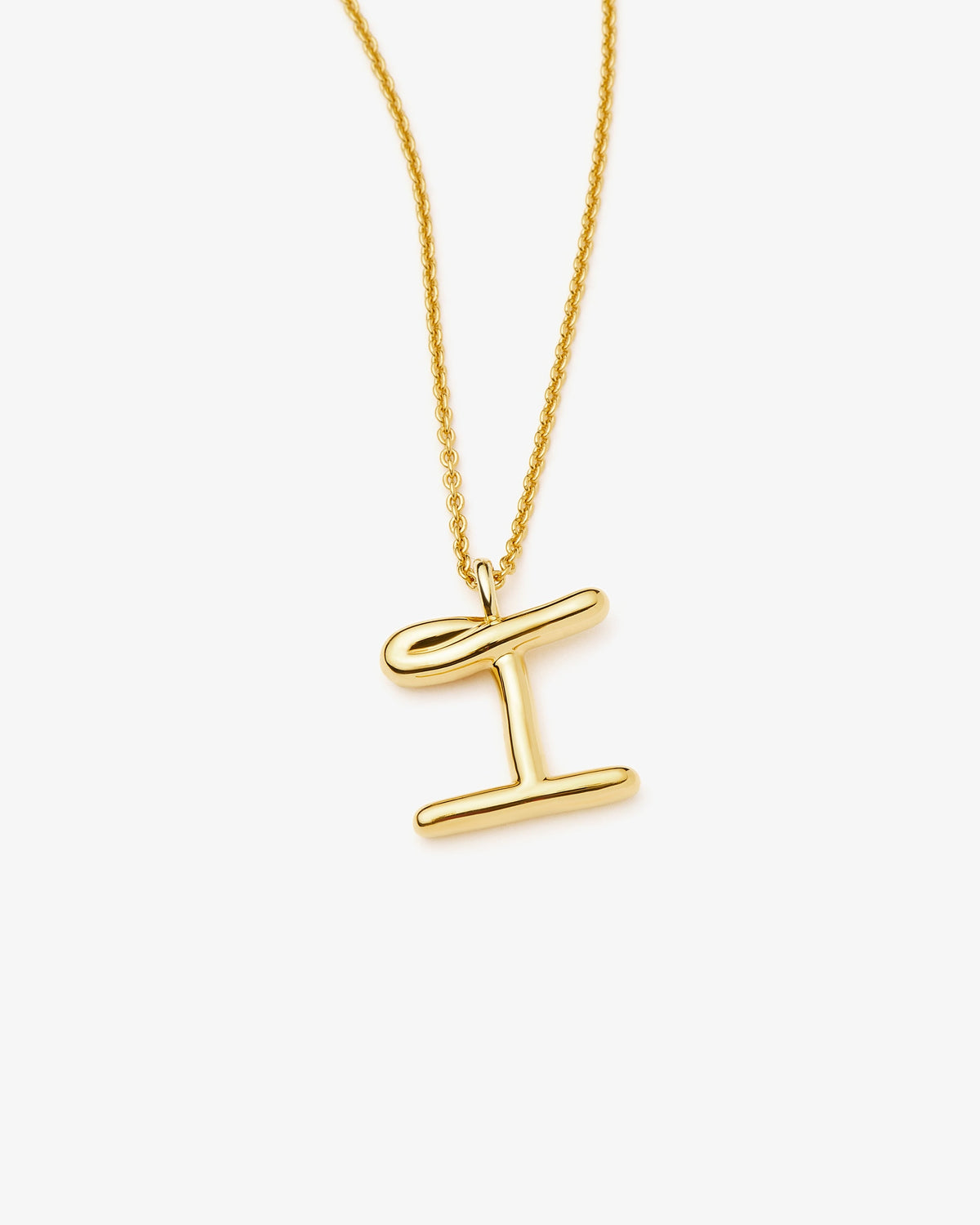 Missoma Curly Molten Initial Pendant Necklace in gold-tone plated metal, letter I, view 10