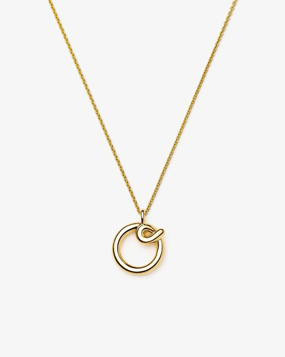 Missoma Curly Molten Initial Pendant Necklace in gold-tone plated metal, letter O, view 13