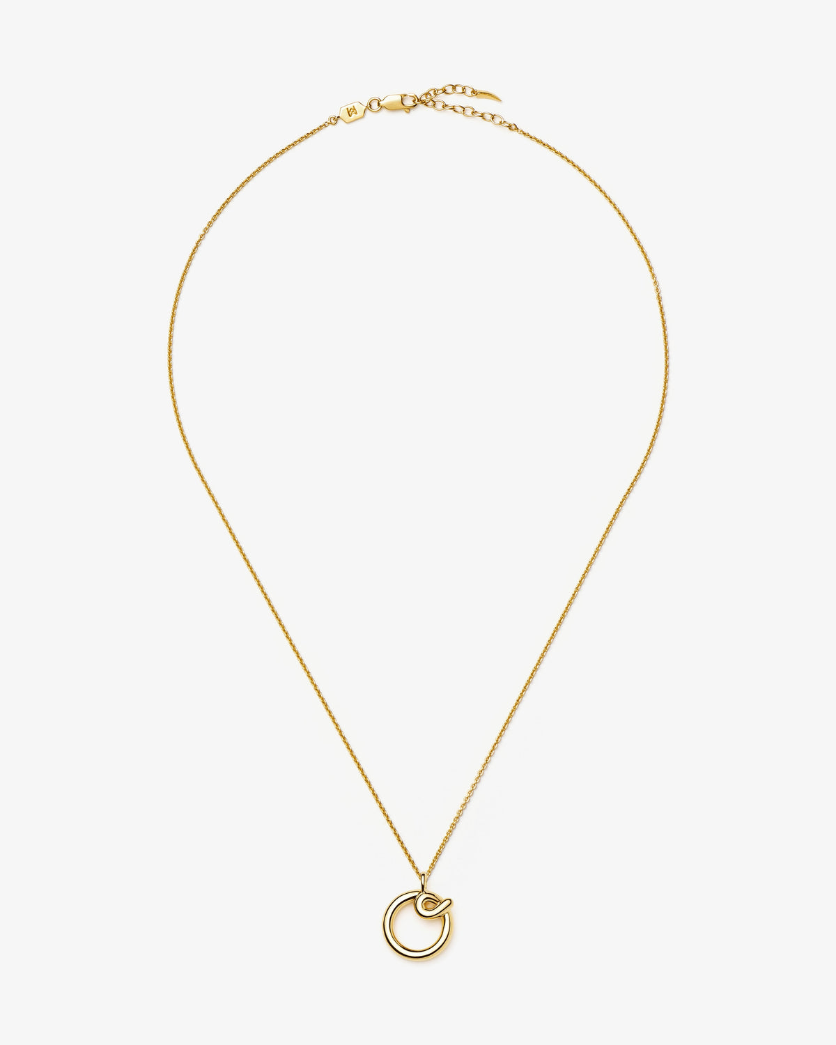 Missoma Curly Molten Initial Pendant Necklace in gold-tone plated metal, letter O, view 14