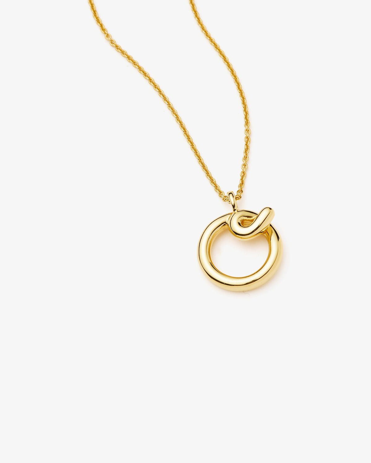Missoma Curly Molten Initial Pendant Necklace in gold-tone plated metal, letter O, view 15