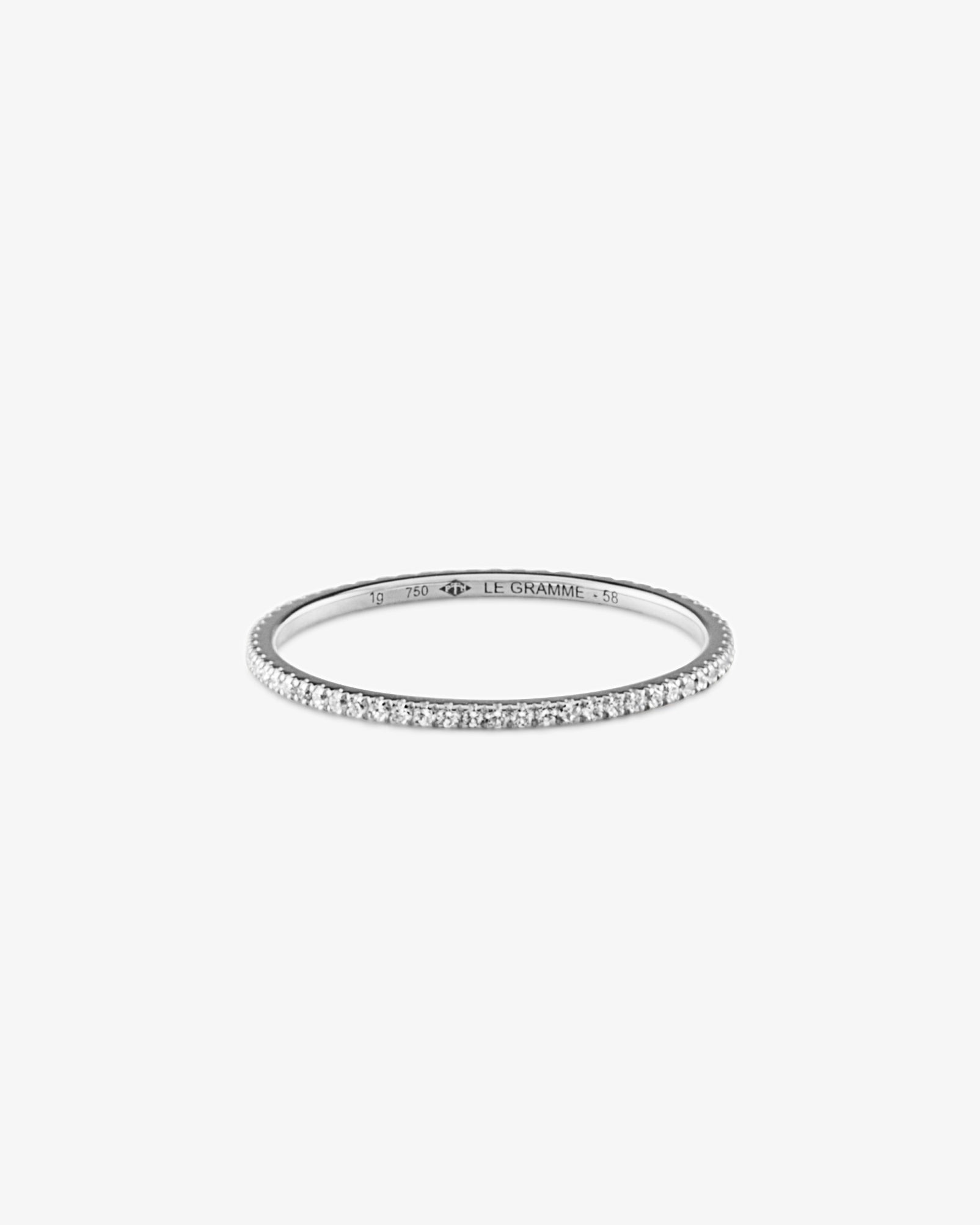 Le gramme 1g polished 18k white gold pave ring