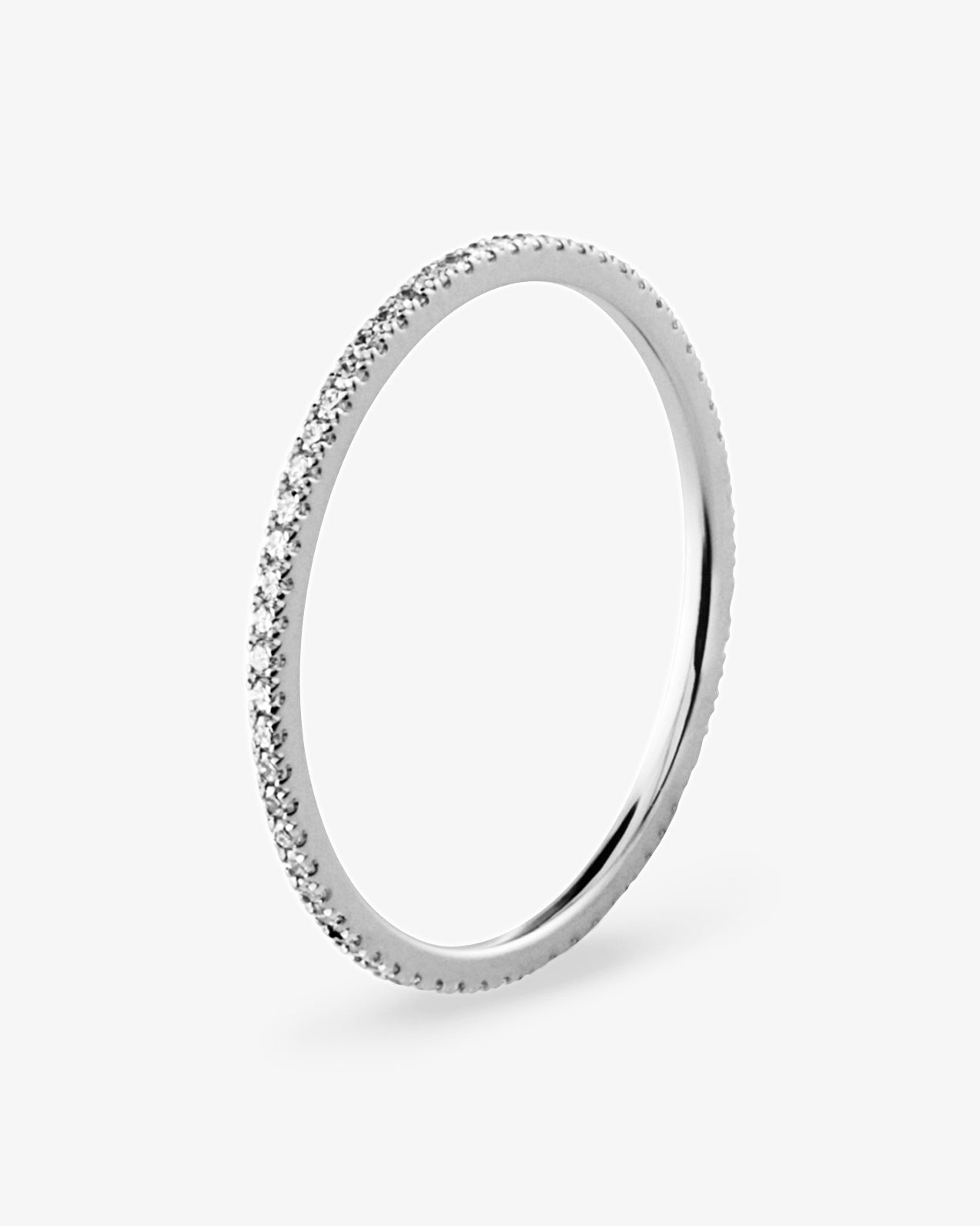 Le gramme 1g polished 18k white gold pave ring