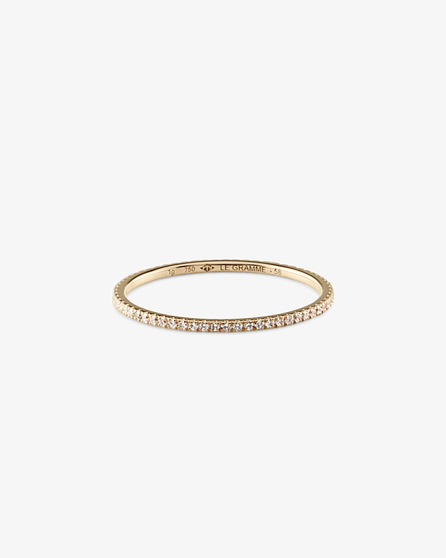 Le gramme 1g polished 18k gold pave ring