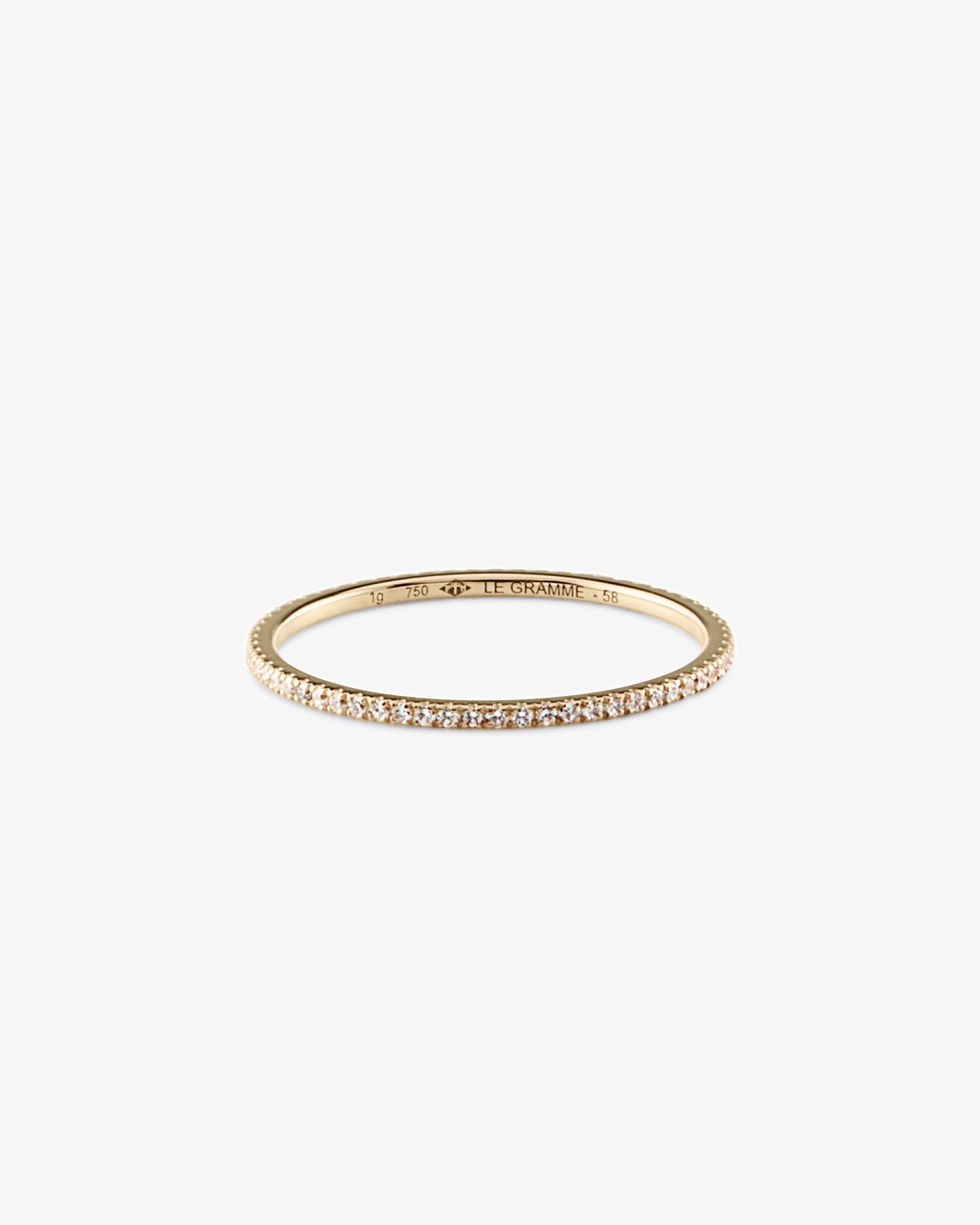 Le gramme 1g polished 18k gold pave ring