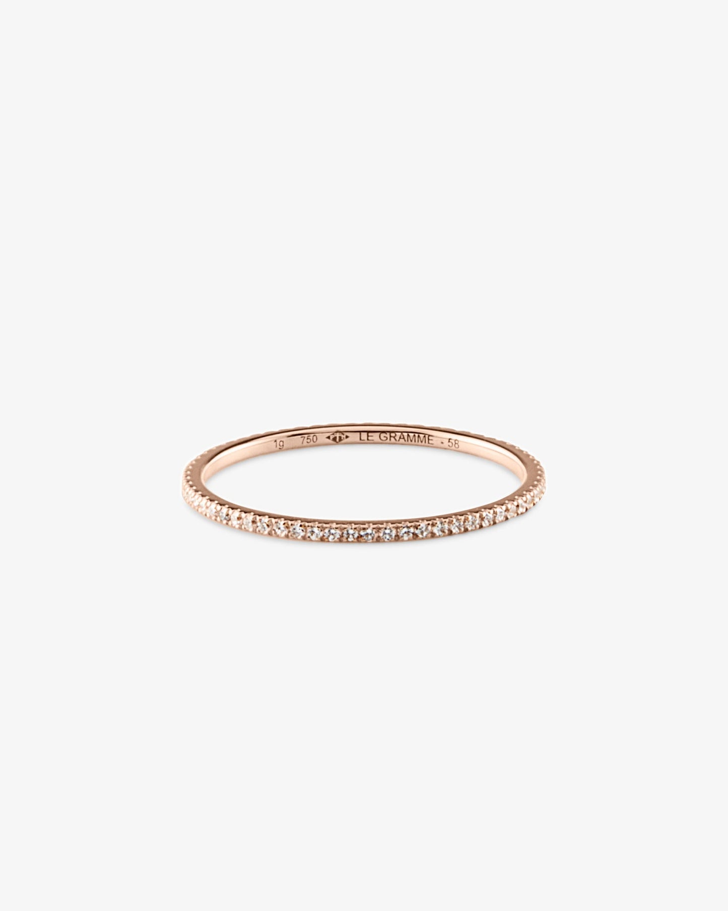 Le gramme 1g polished 18k rose gold pave ring