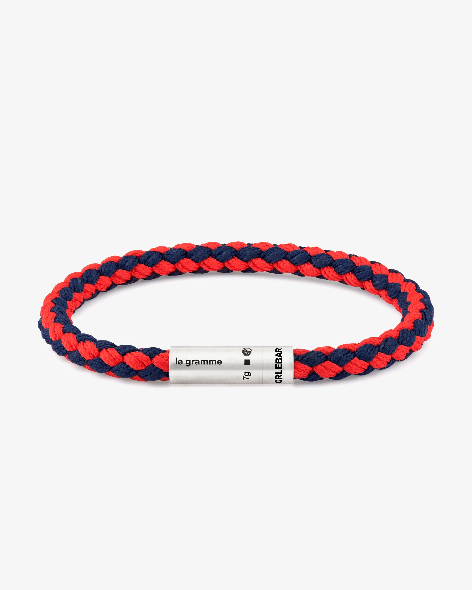 Le gramme 7g brushed red navy blue cable bracelet orlebar brown