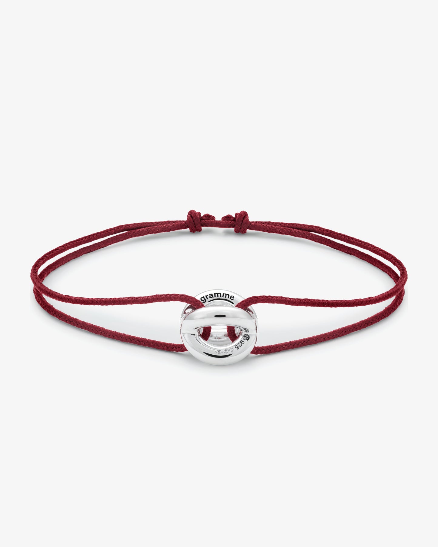 Le gramme 3g polished entrelacs burgundy cord bracelet
