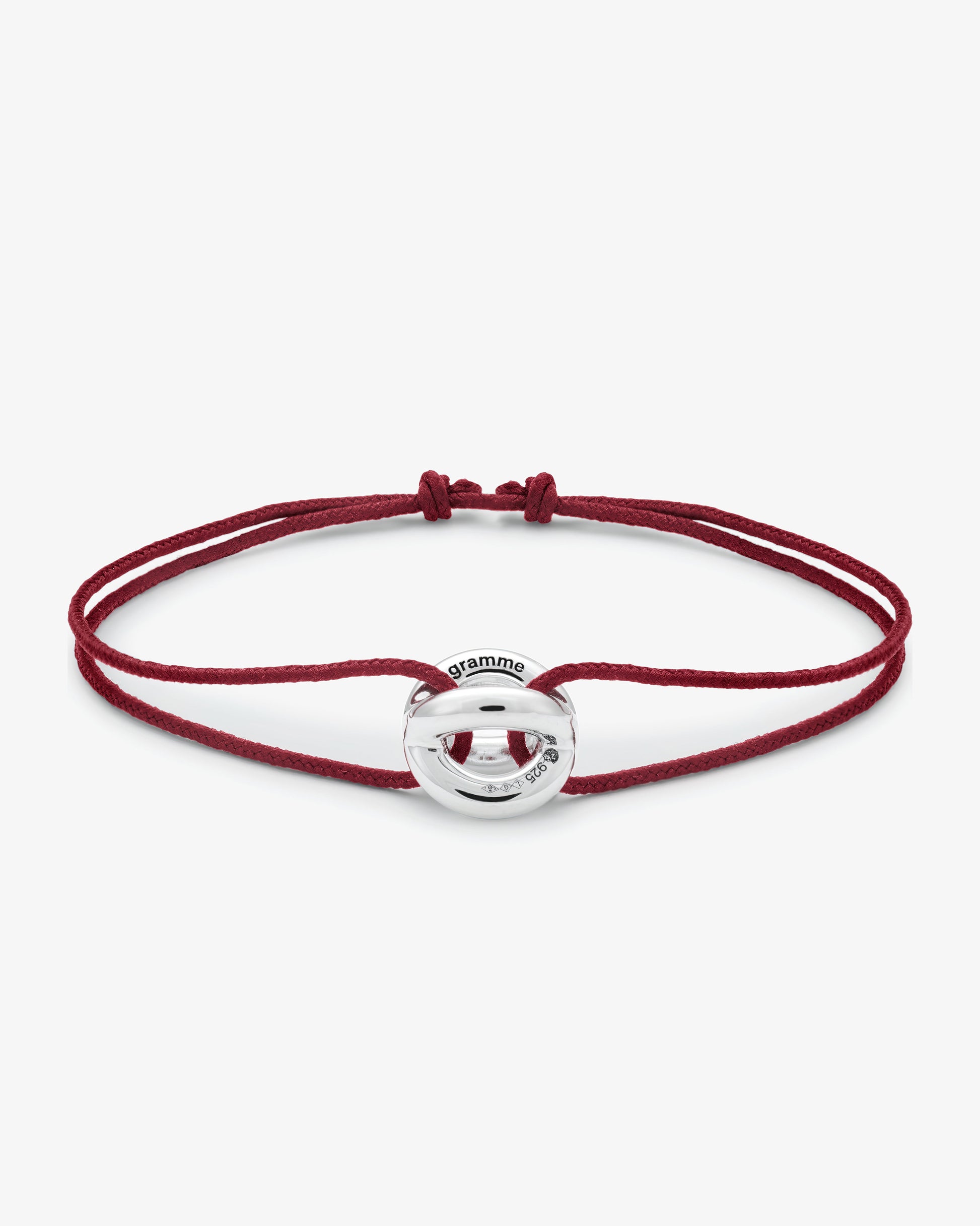 Le gramme 3g polished entrelacs burgundy cord bracelet