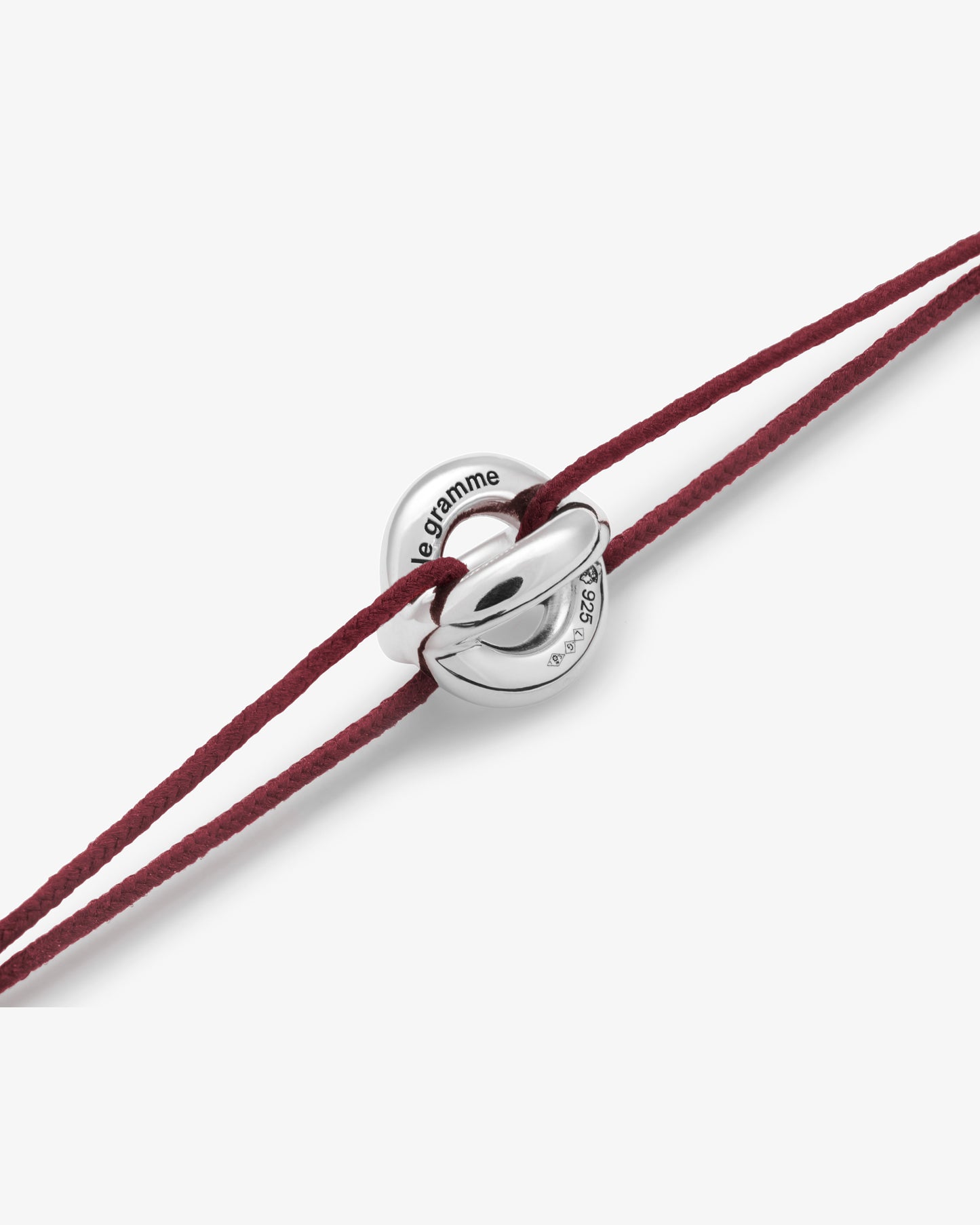 Le gramme 3g polished entrelacs burgundy cord bracelet
