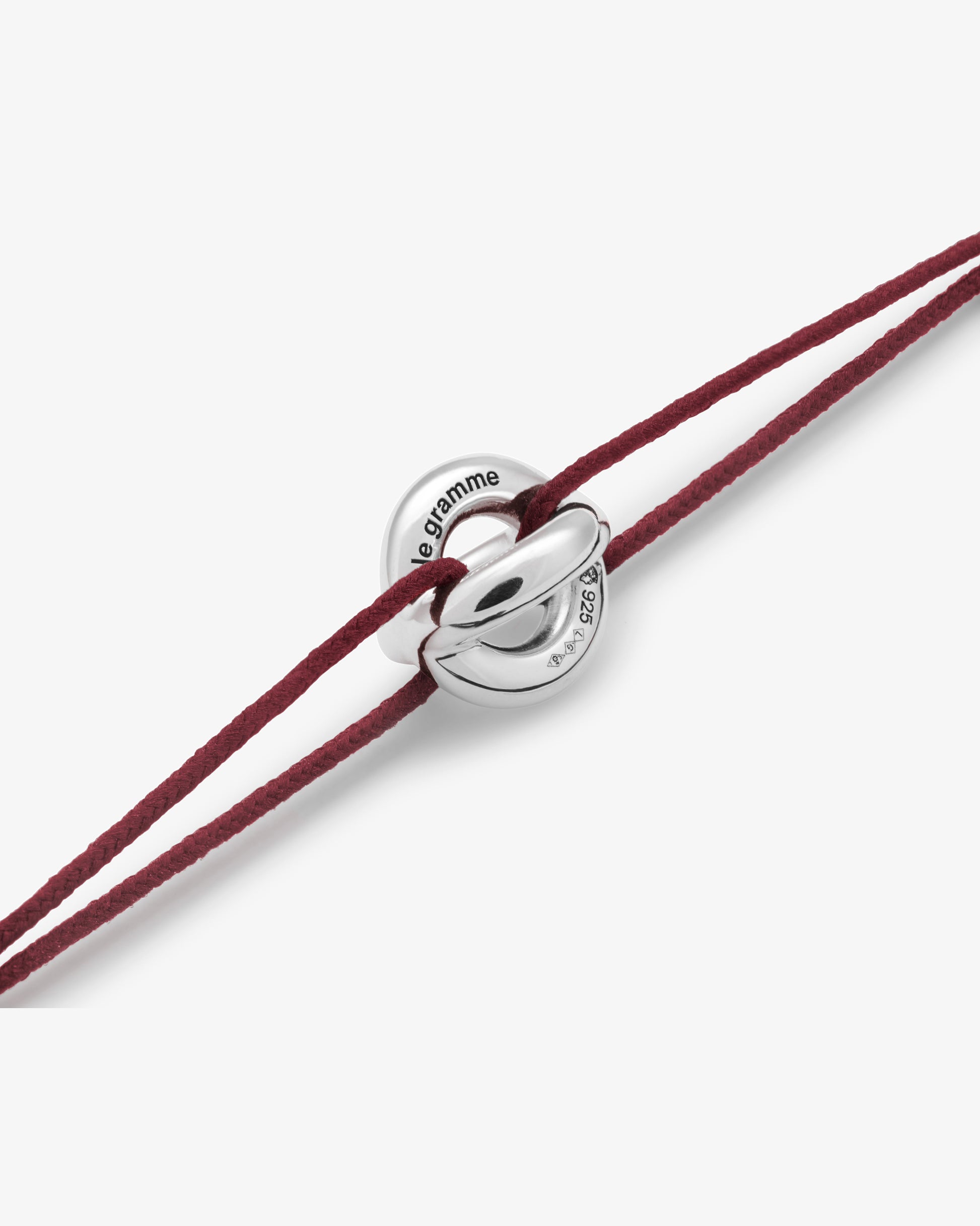 Le gramme 3g polished entrelacs burgundy cord bracelet