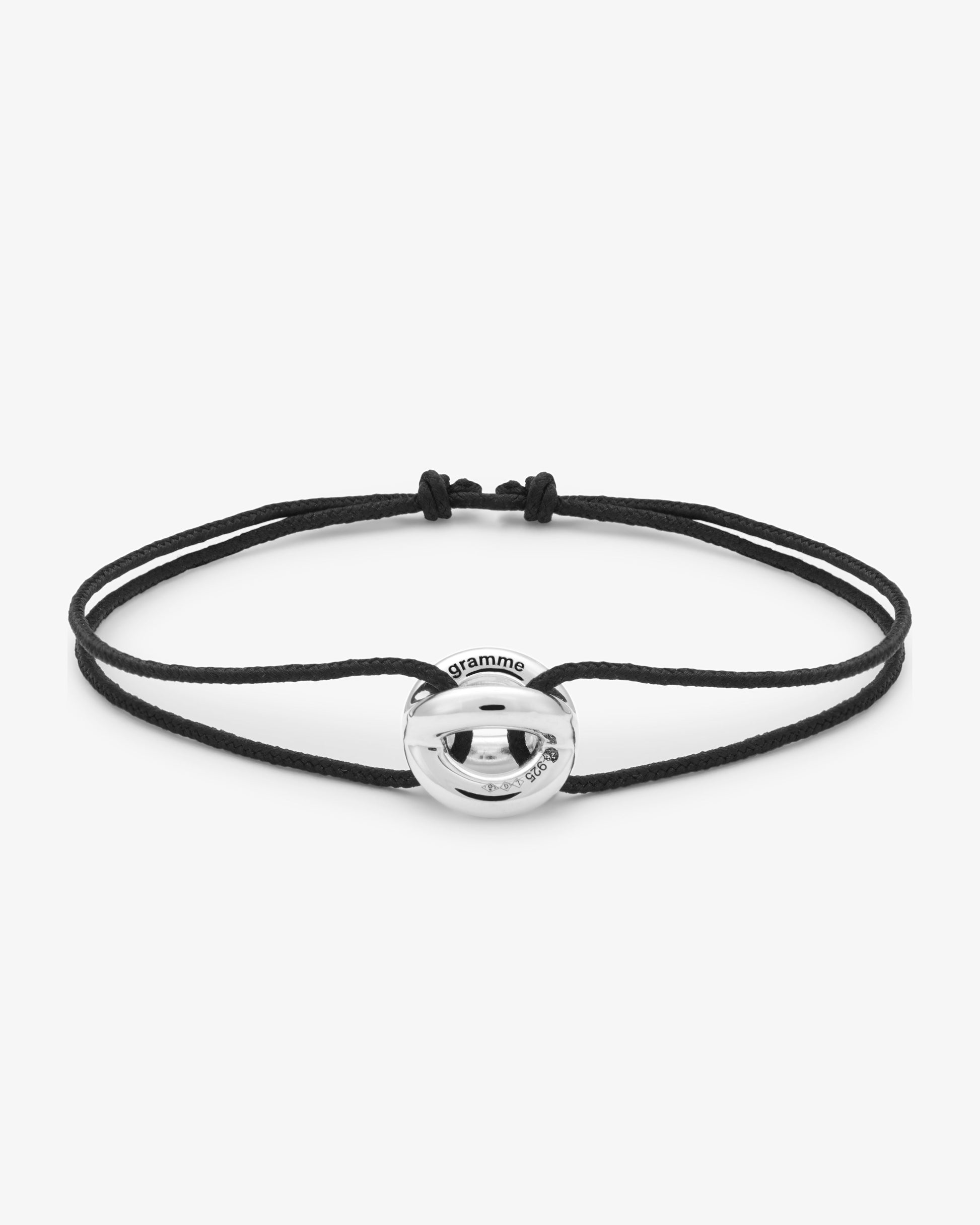 Le gramme 3g polished entrelacs black cord bracelet