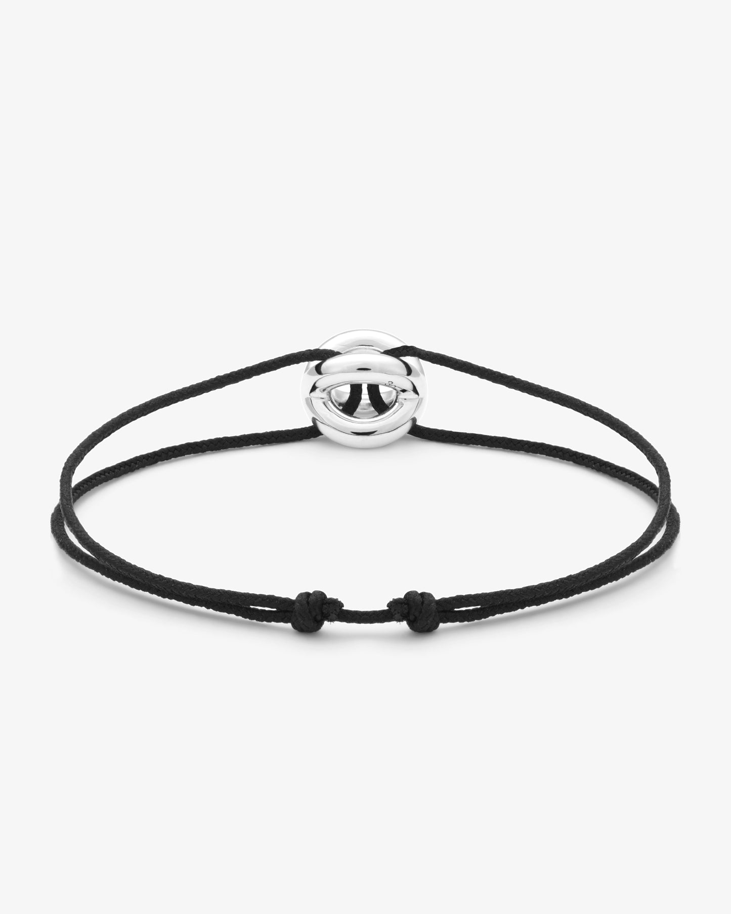 Le gramme 3g polished entrelacs black cord bracelet