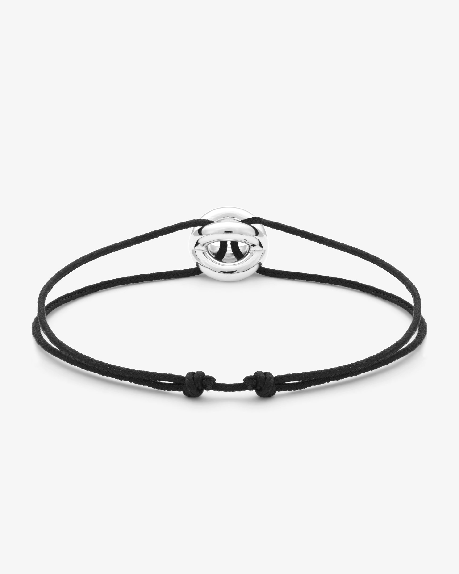 Le gramme 3g polished entrelacs black cord bracelet