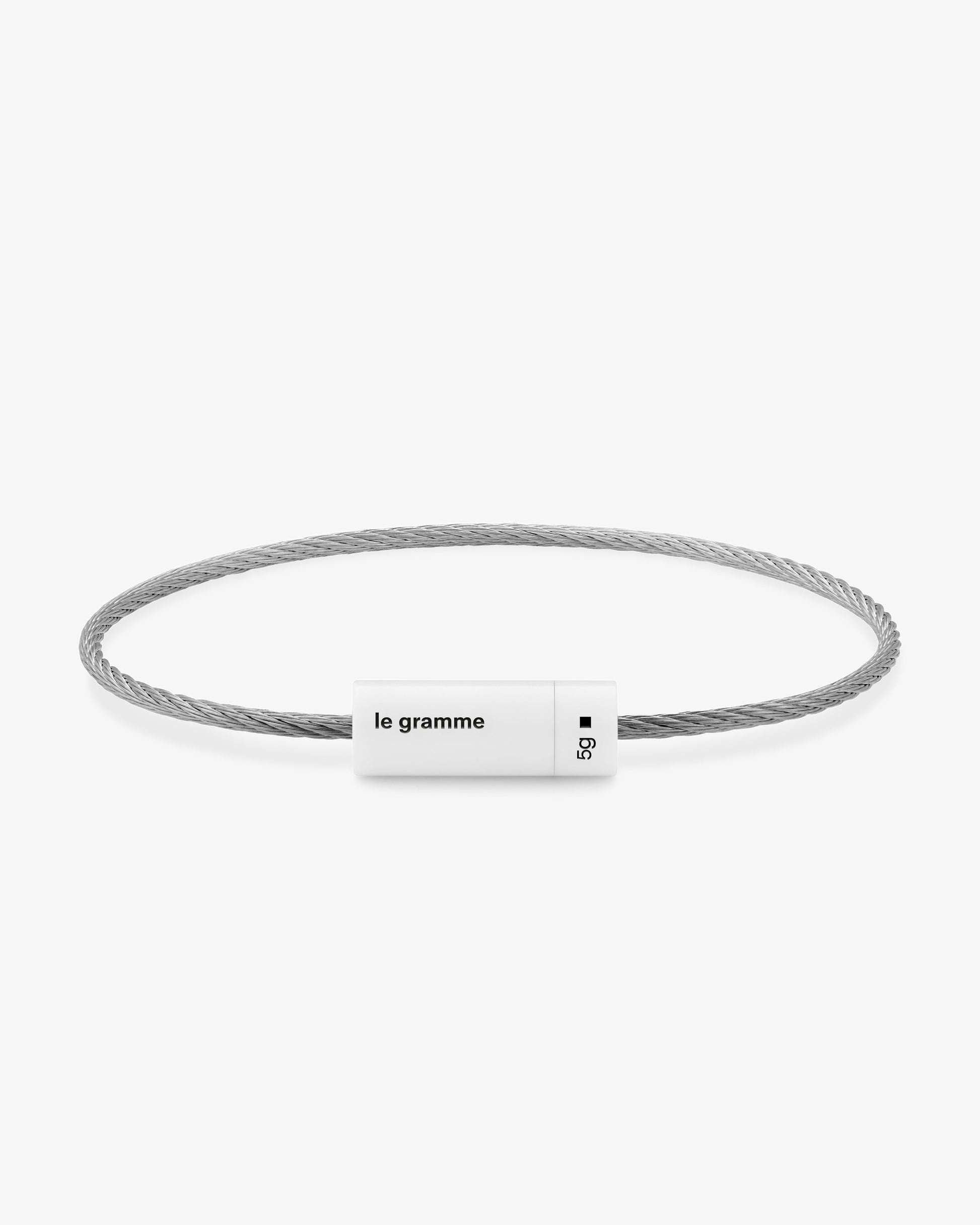 Le gramme 5g brushed white ceramic cable bracelet