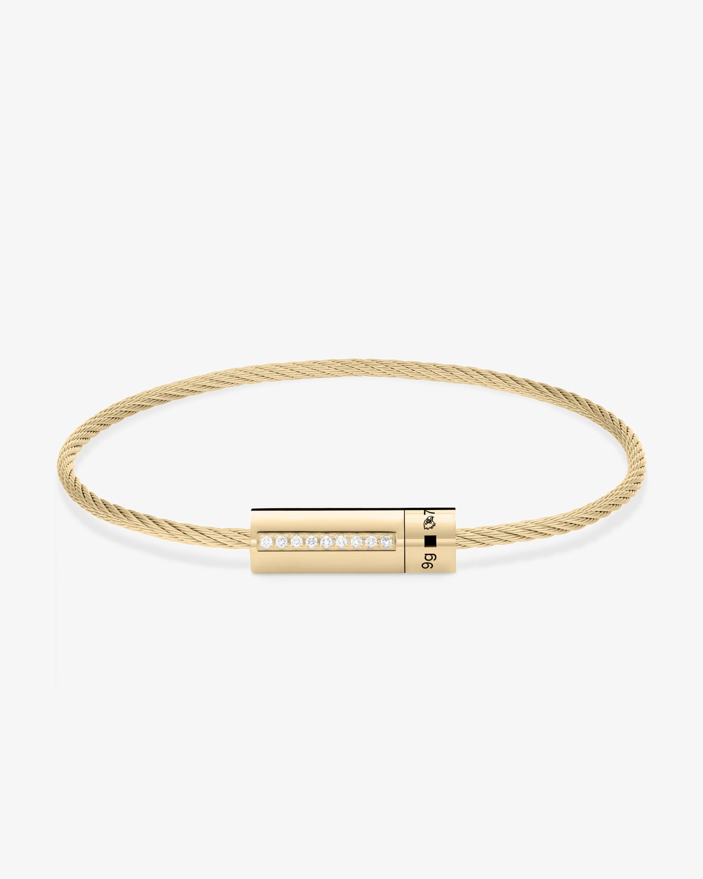 Le gramme 9g polished 18k gold diamond cable bracelet