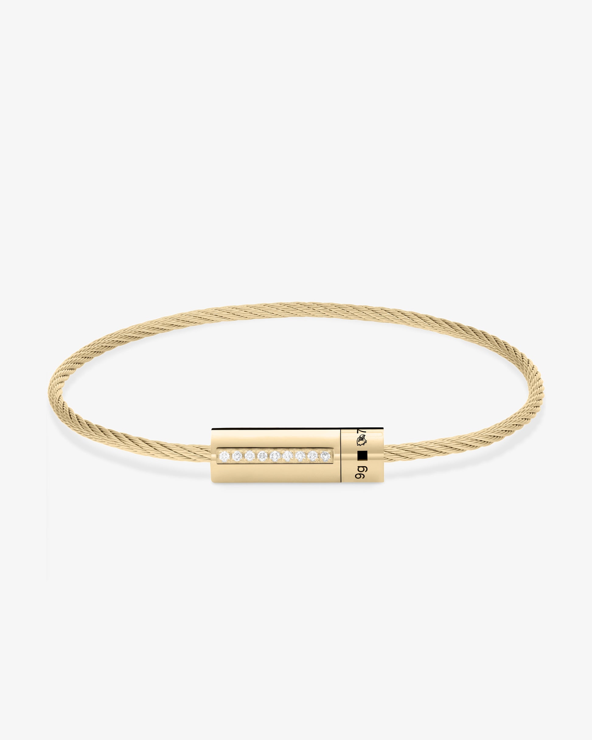 Le gramme 9g polished 18k gold diamond cable bracelet