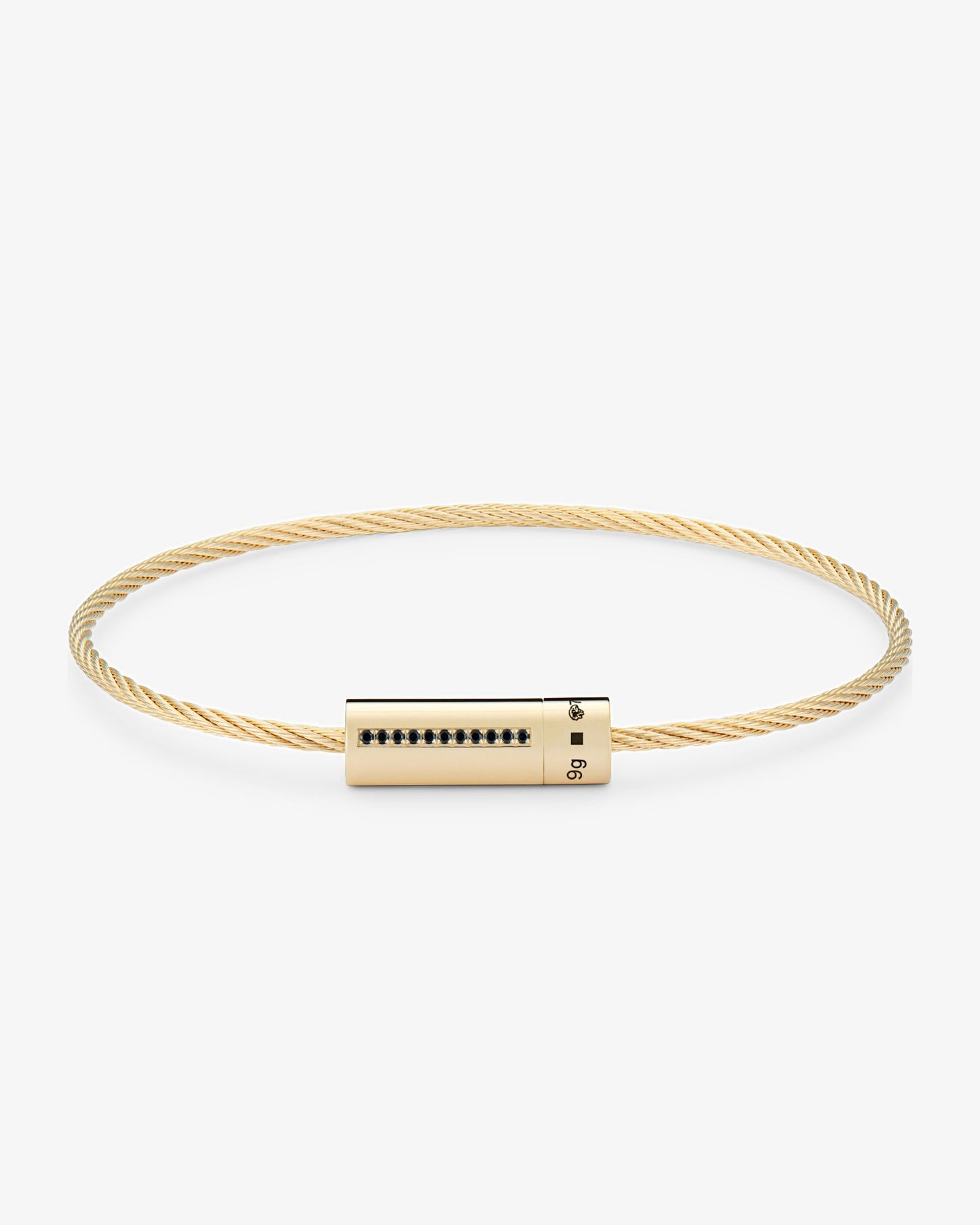 Le gramme 9g polished 18k gold black diamond cable bracelet