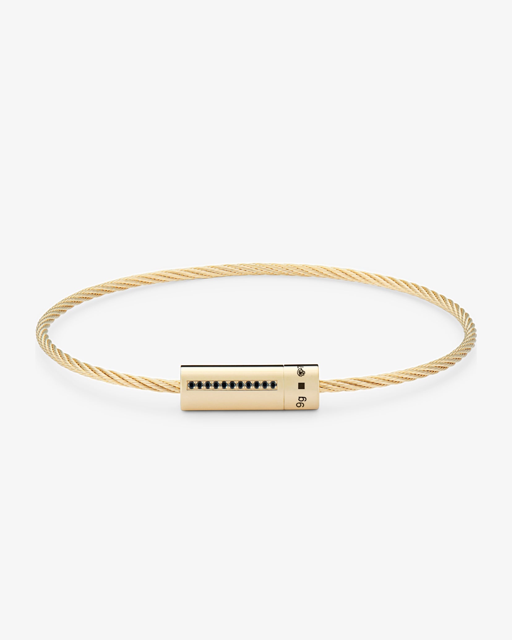 Le gramme 9g polished 18k gold black diamond cable bracelet