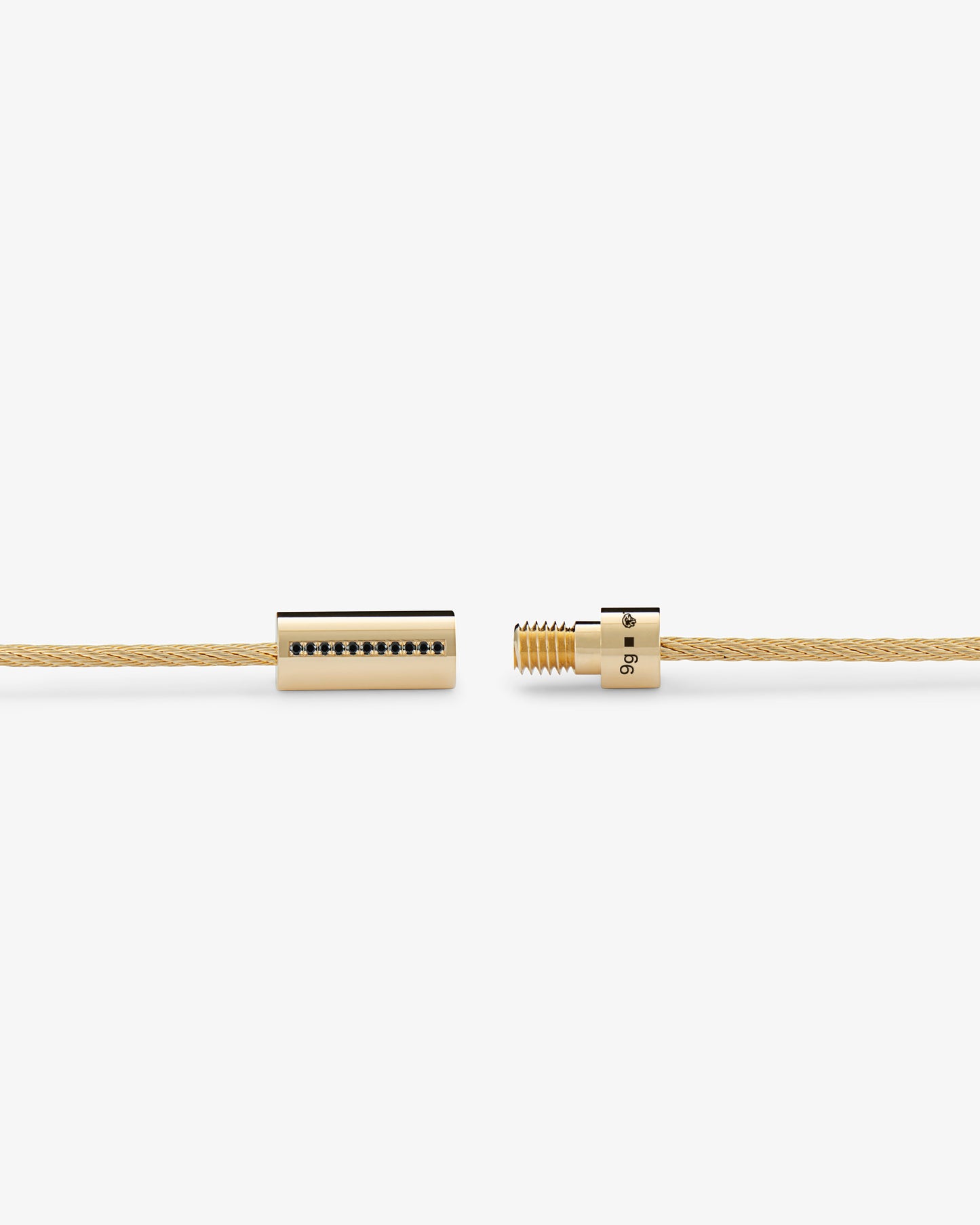 Le gramme 9g polished 18k gold black diamond cable bracelet