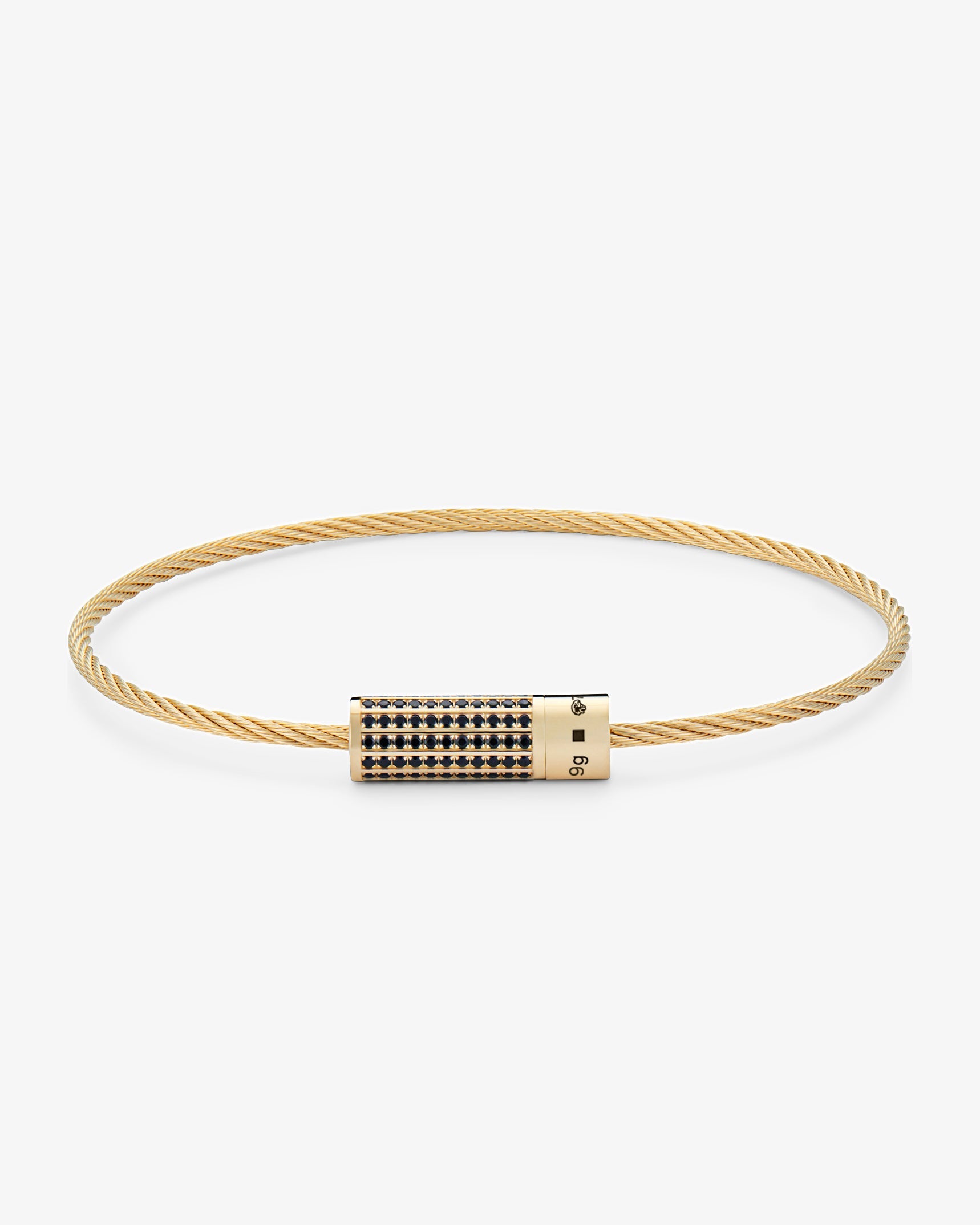 Le gramme 9g polished 18k gold black diamond cable bracelet