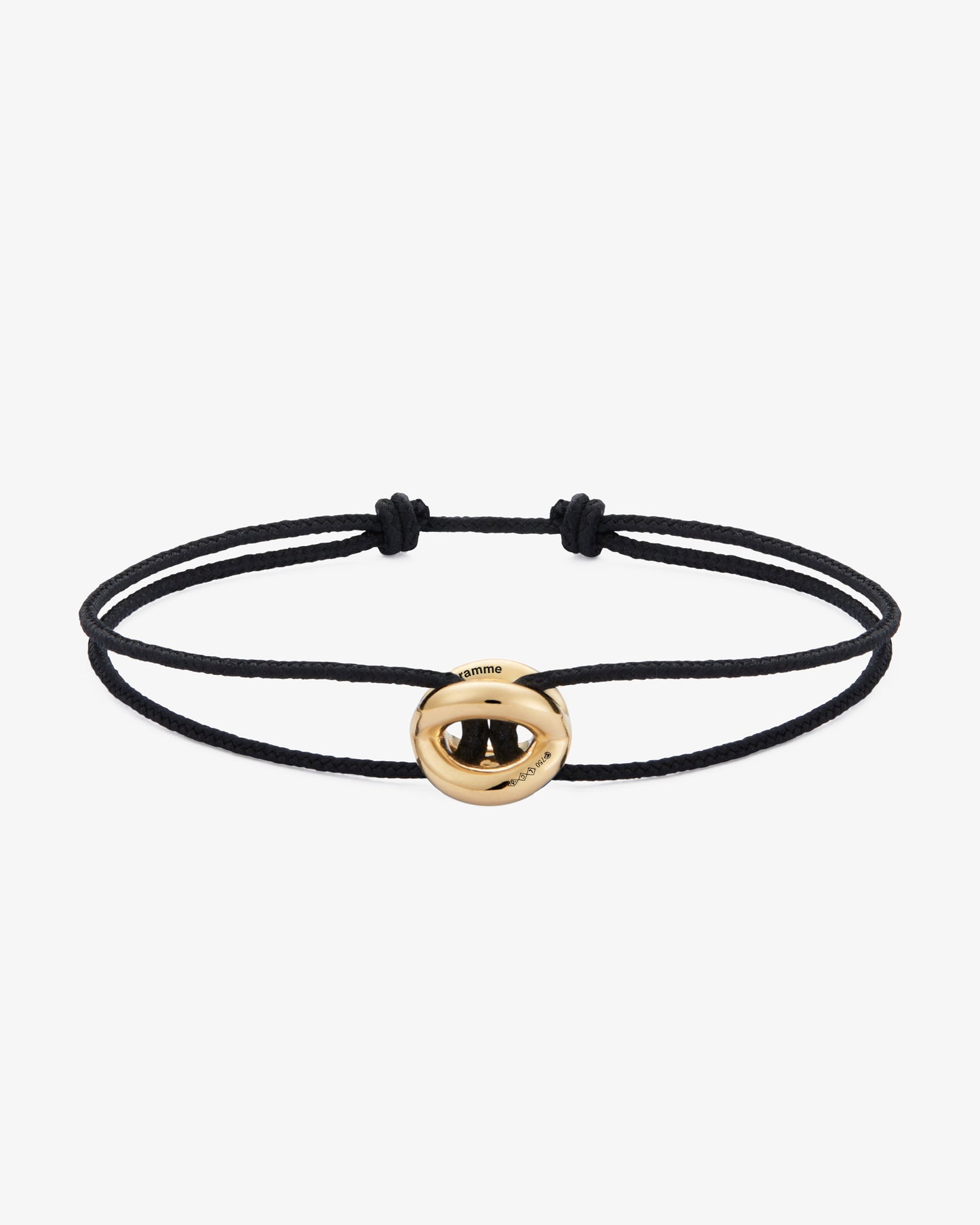 Le gramme 3g 18k gold black cord entrelacs bracelet