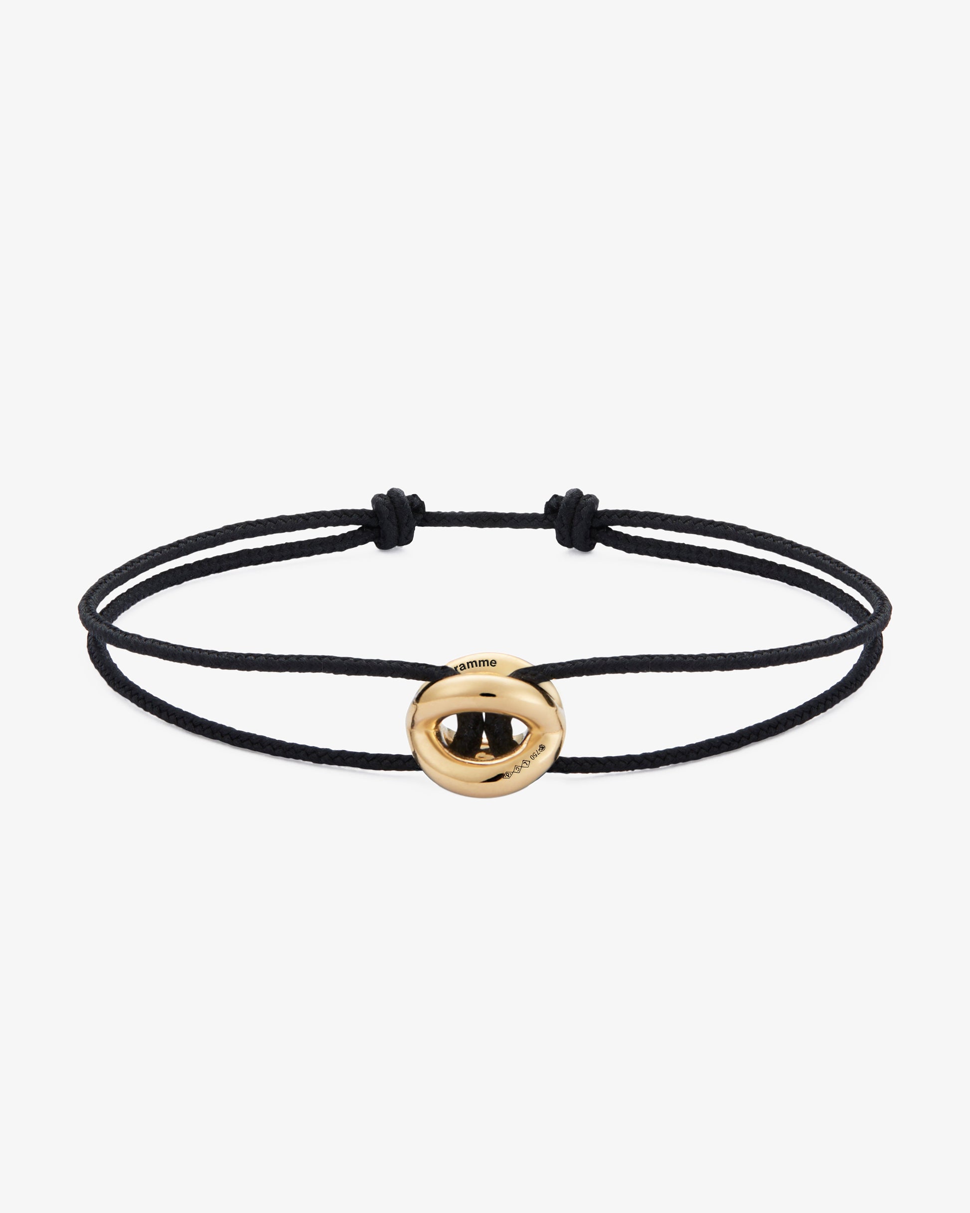 Le gramme 3g 18k gold black cord entrelacs bracelet