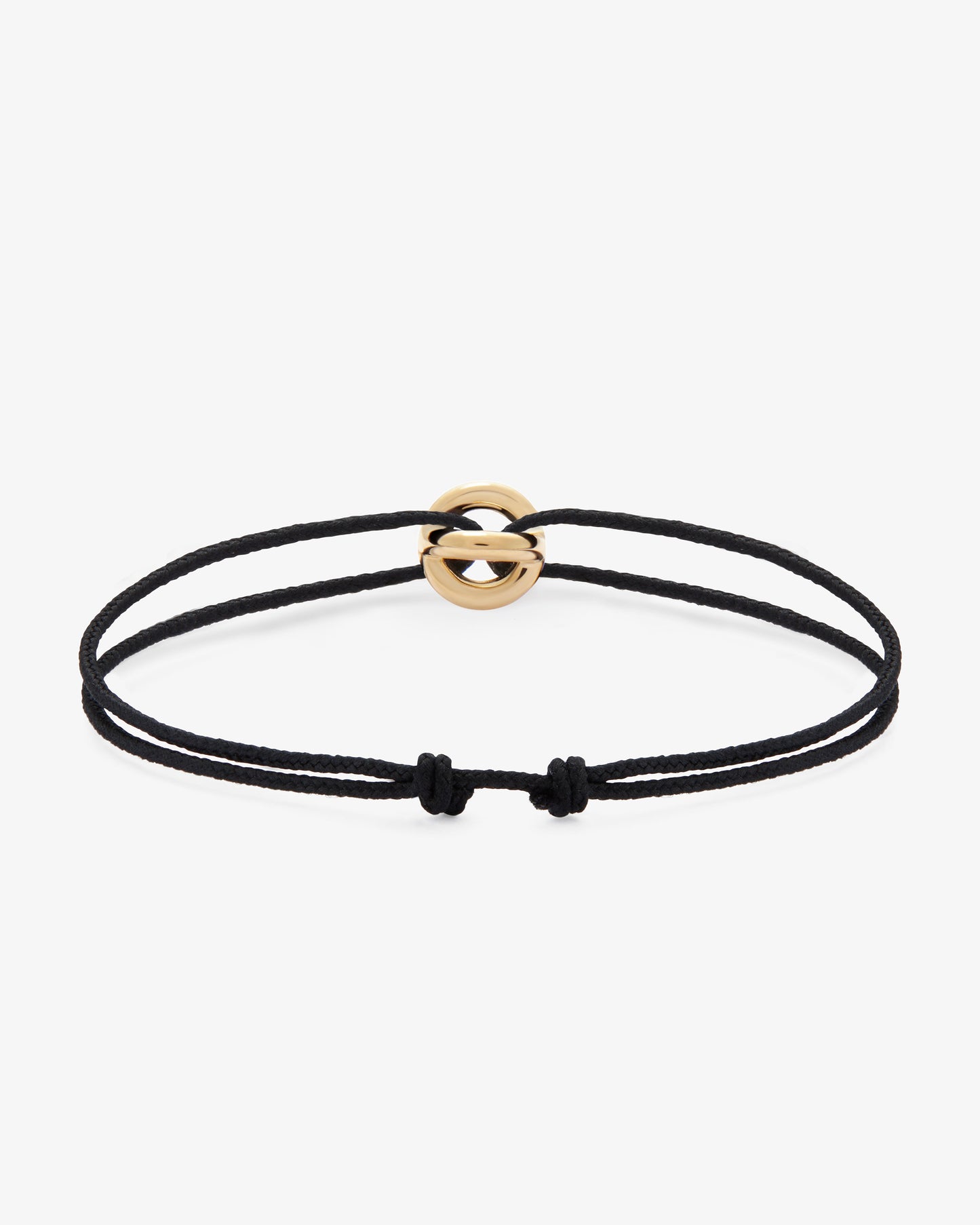 Le gramme 3g 18k gold black cord entrelacs bracelet