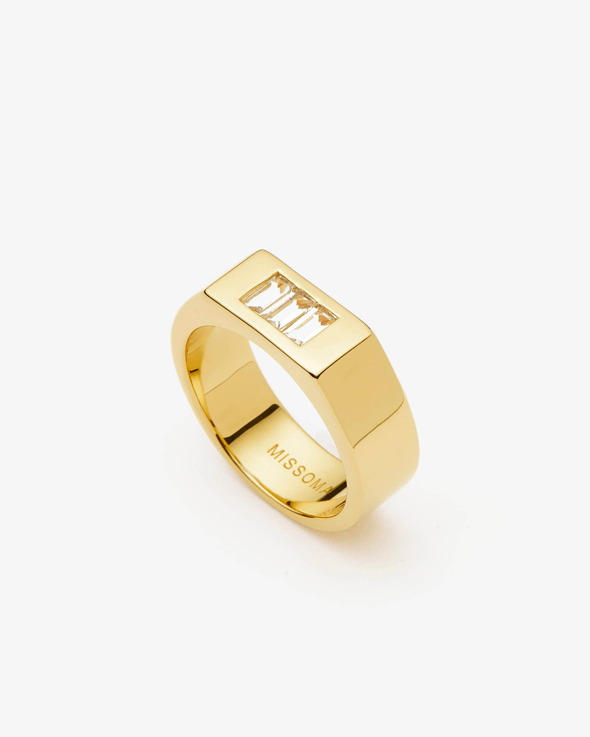 Missoma Lucy Williams Triple Stone Chunky Ring in gold-plated brass