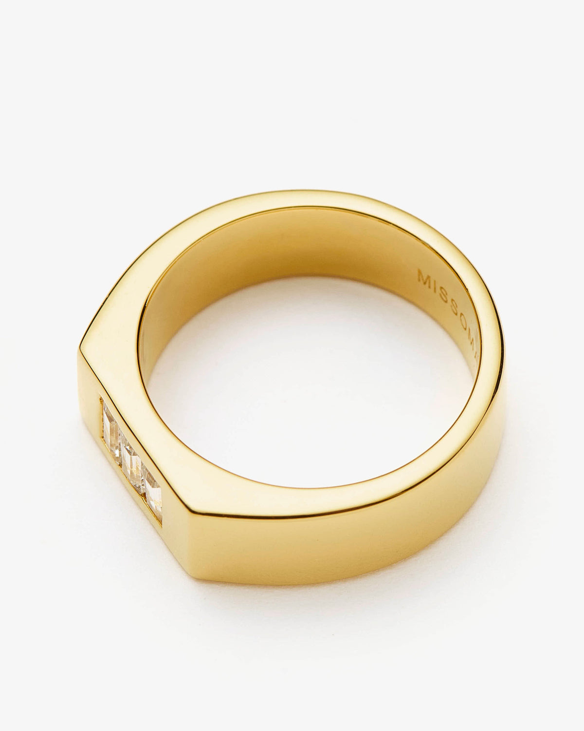 Missoma Lucy Williams Triple Stone Chunky Ring in gold-plated brass, view 2