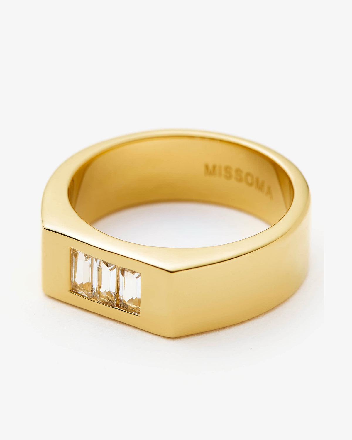 Missoma Lucy Williams Triple Stone Chunky Ring in gold-plated brass, view 3