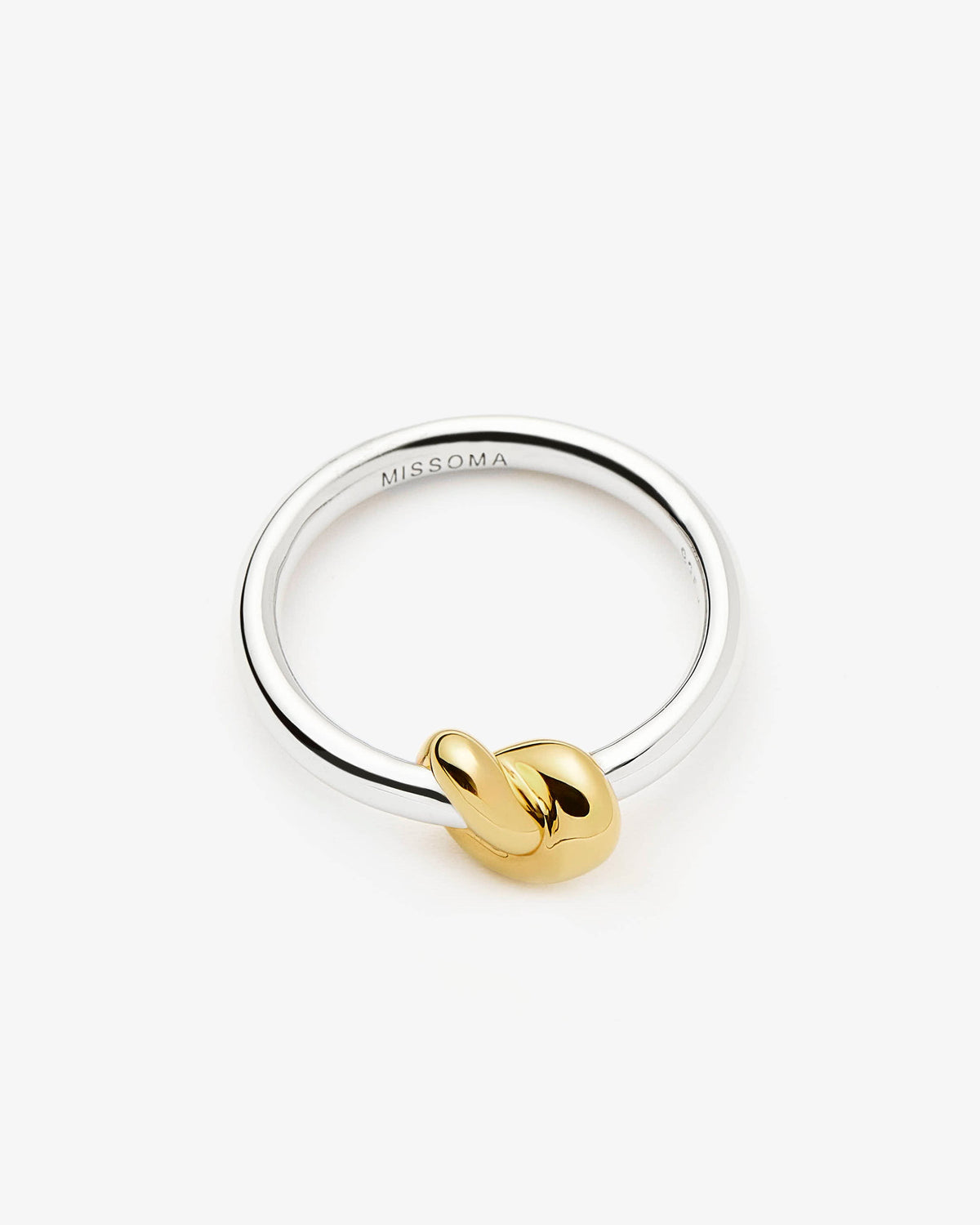 Missoma Lucy Williams Knot Stacking Ring in gold-plated brass, view 2