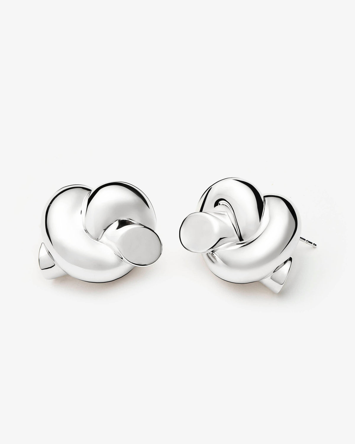 Missoma Lucy Williams Knot Oversized Stud Earrings in silver-plated brass, view 2