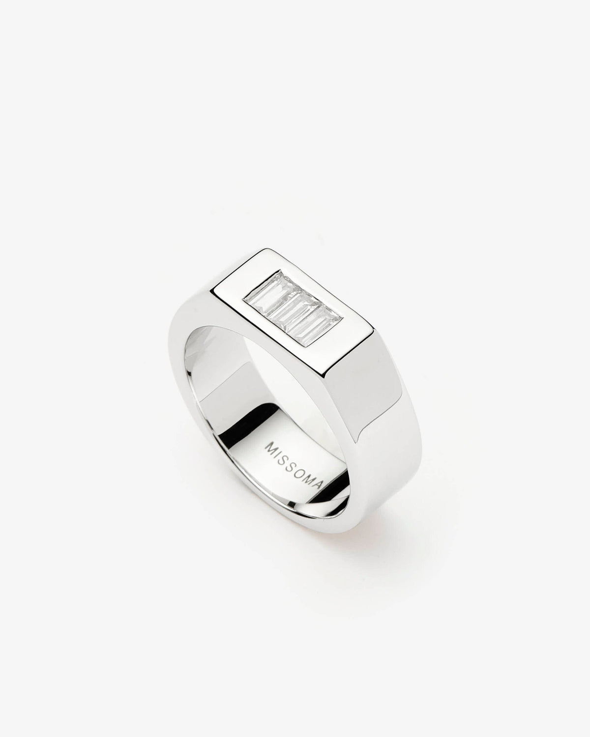 Missoma Lucy Williams Triple Stone Chunky Ring in silver-plated brass