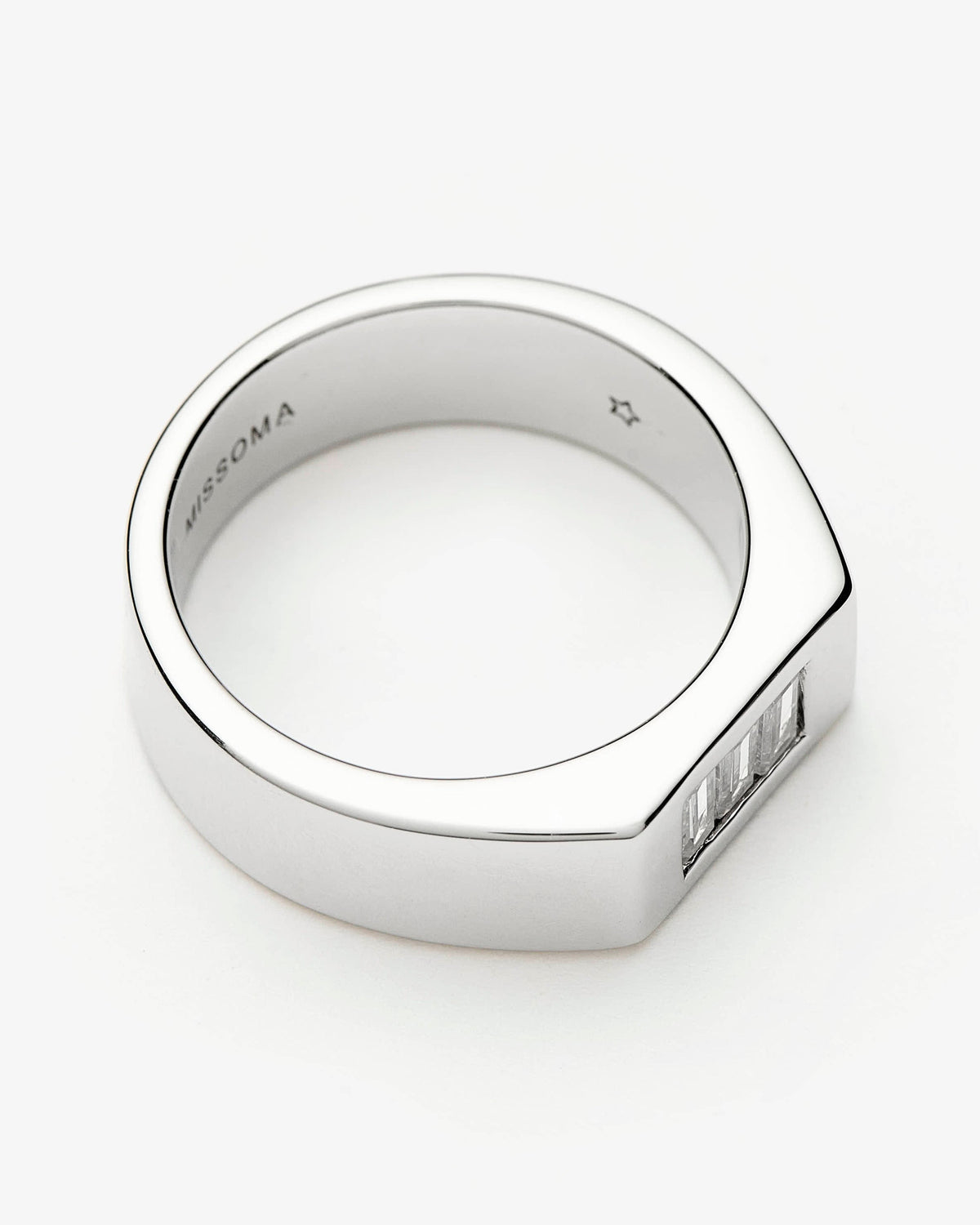 Missoma Lucy Williams Triple Stone Chunky Ring in silver-plated brass, view 2