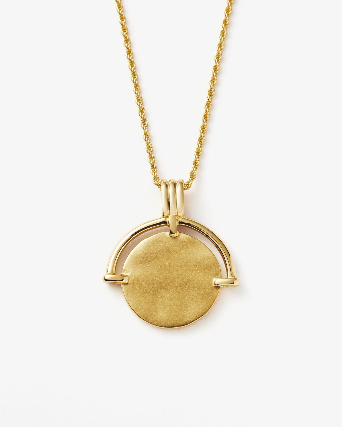 Missoma Lucy Williams Engravable Fortuna Arc Coin Pendant Necklace in gold-plated brass, view 3