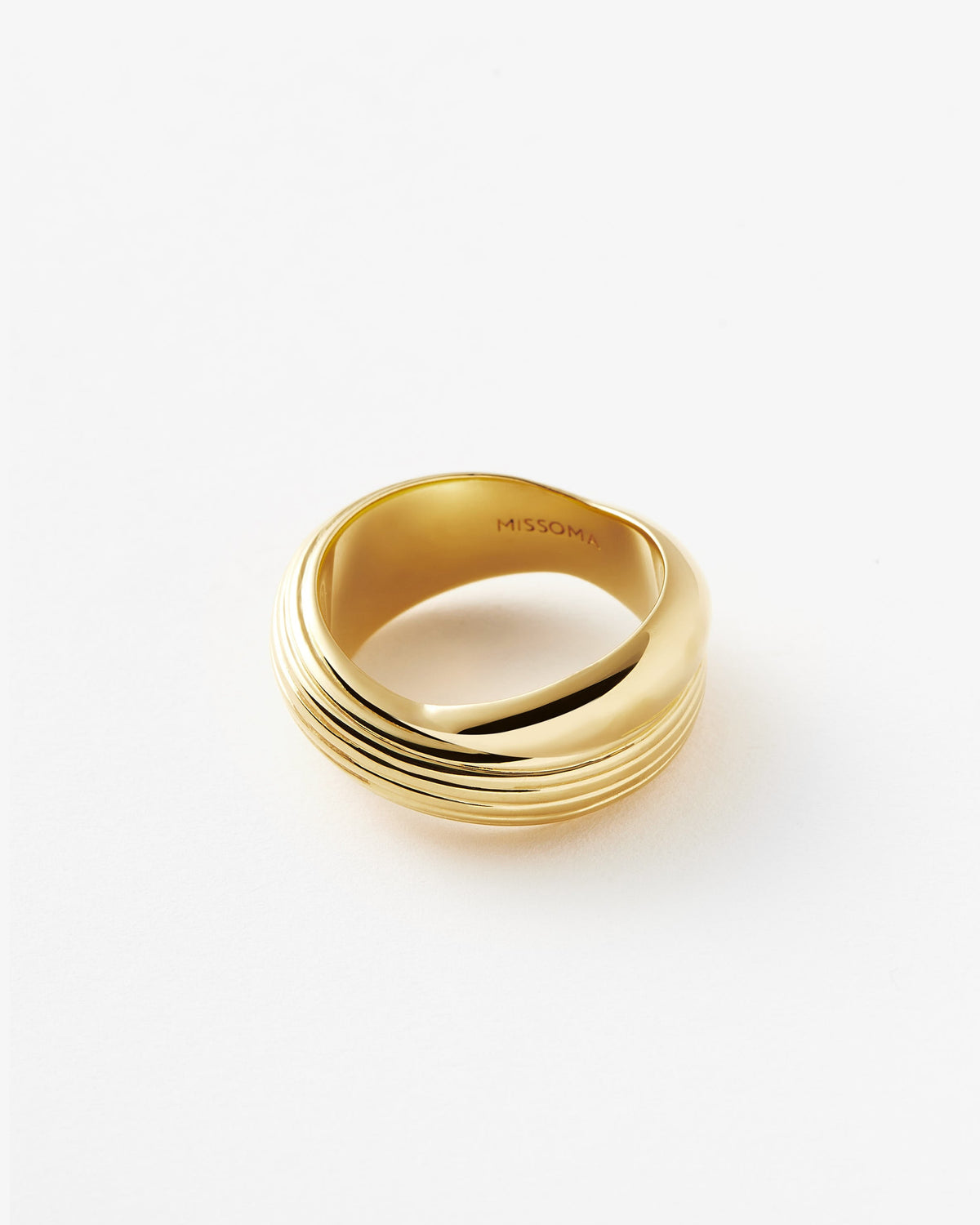 Missoma Lucy Williams Chunky Entwine Ridge Ring in gold-plated brass, view 2